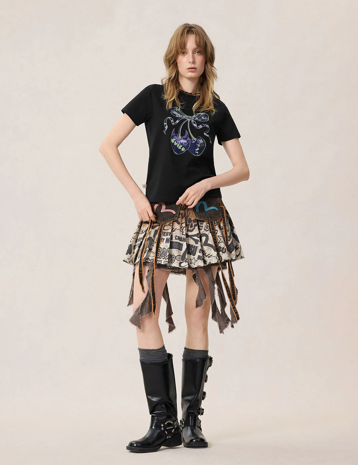 2 in 1 Denim Pleated Skirt - Image 5