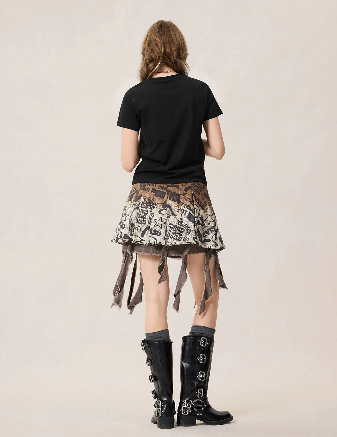 2 in 1 Denim Pleated Skirt - Image 6