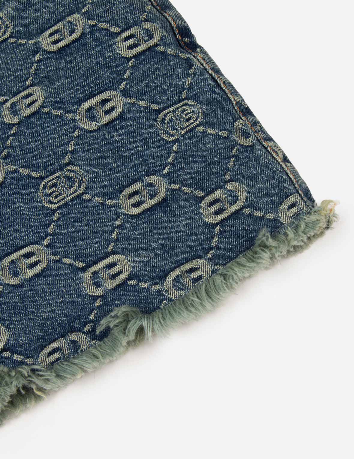 2-in-1 Allover Logo Jacquard Regular Fit Denim Skirt - Image 9