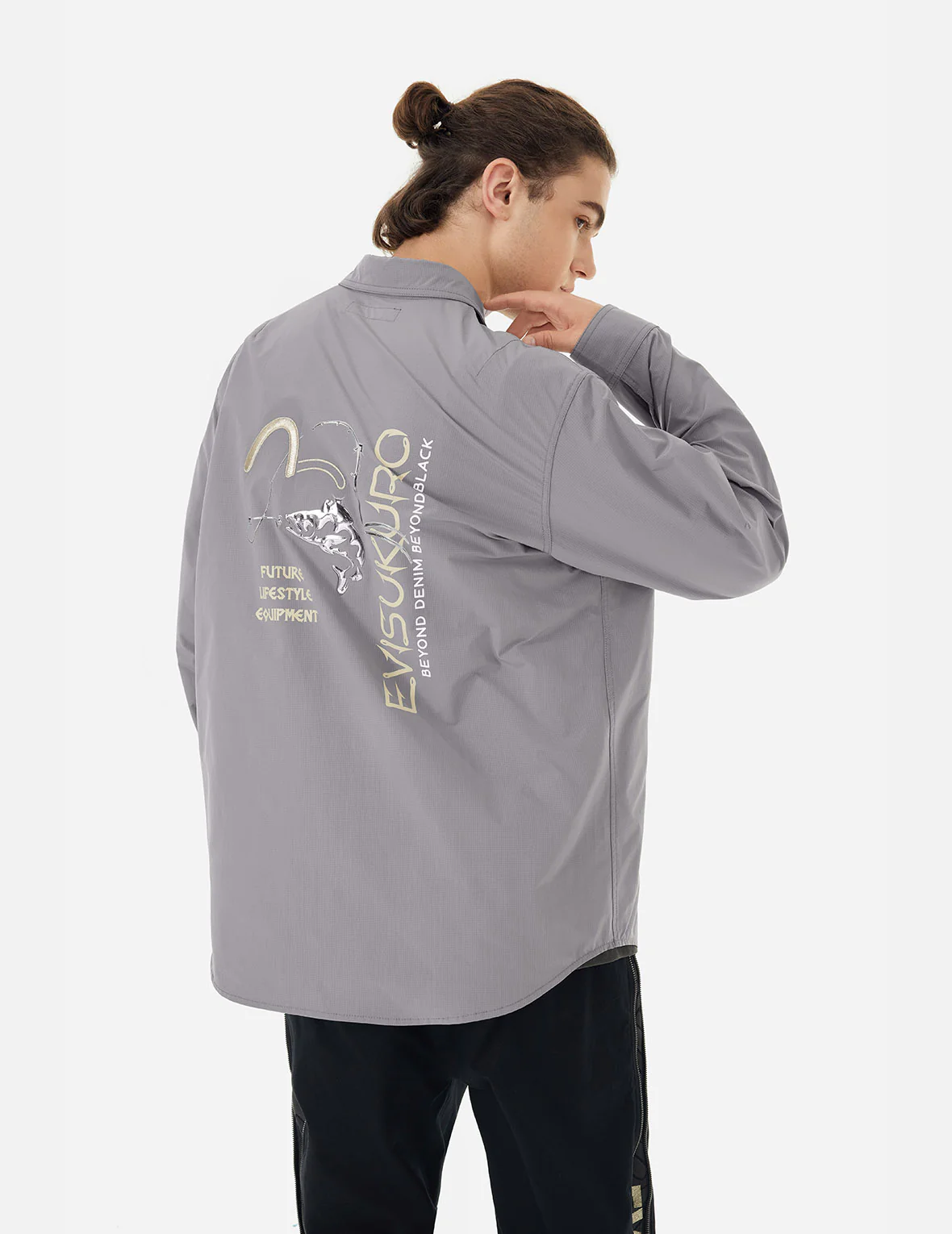 3D Metallic Fishing Logo Print Relax Fit Shirt - Image 2