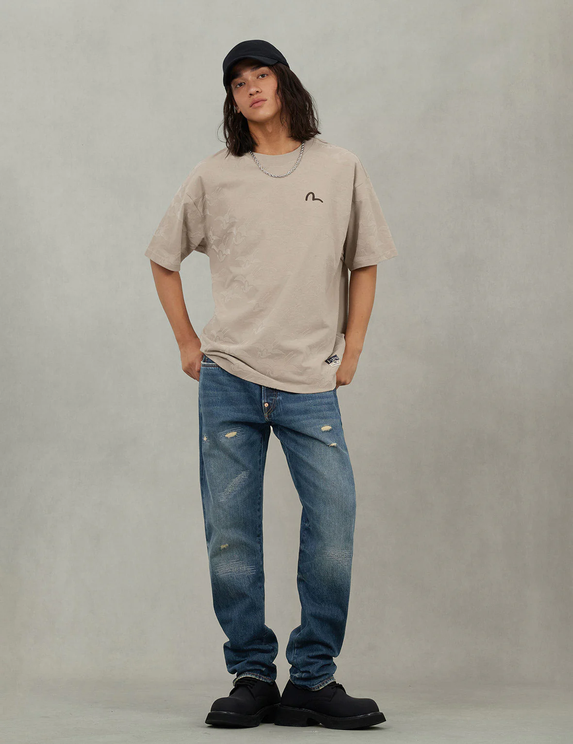 7-Pocket Design Washed Daicock Print Taper Fit Jeans #2017 - Image 5