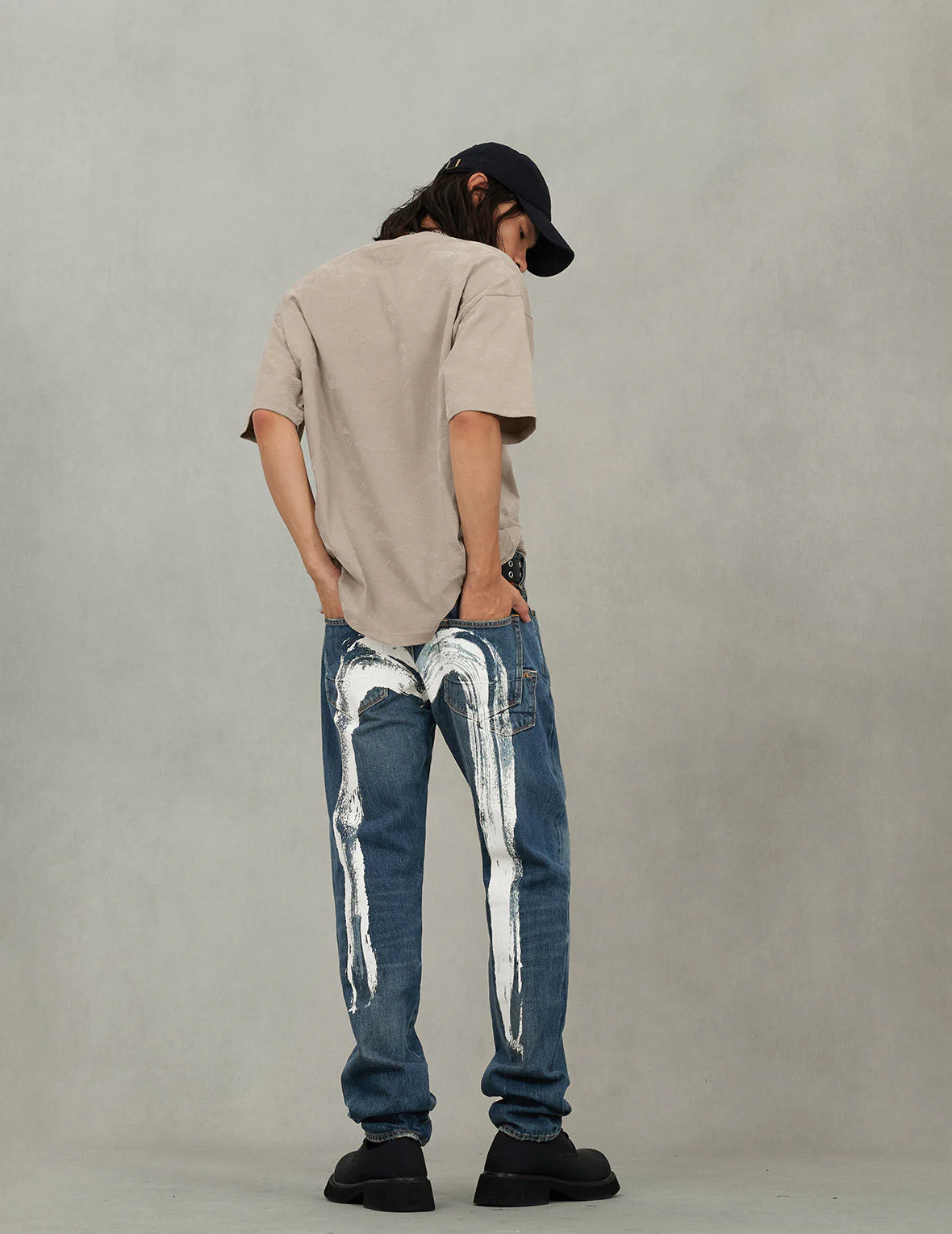 7-Pocket Design Washed Daicock Print Taper Fit Jeans #2017 - Image 6