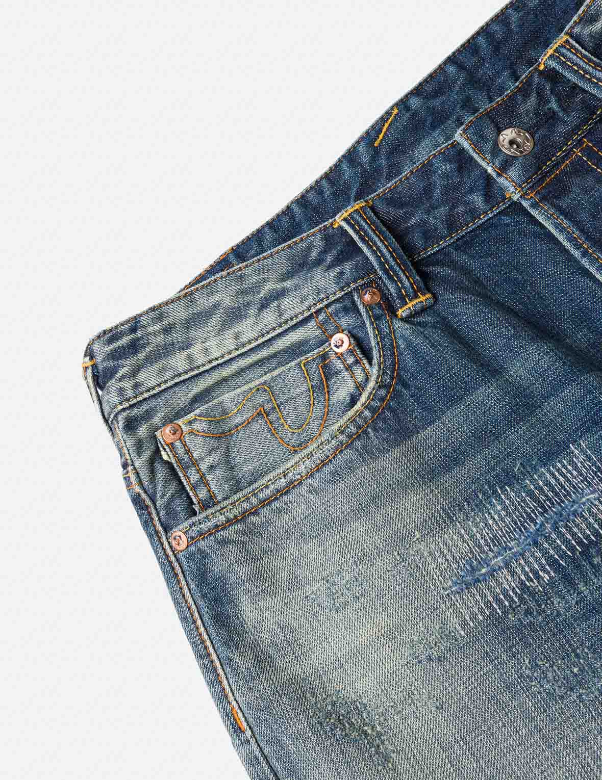 7-Pocket Design with Seagull Embroidery Washed Regular Fit Jeans #2020 - Image 12