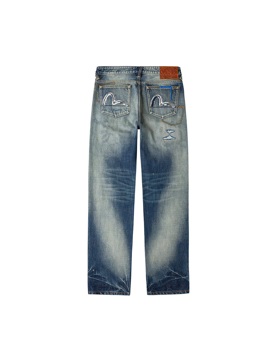 7-Pocket Design with Seagull Embroidery Washed Regular Fit Jeans #2020 - Image 15