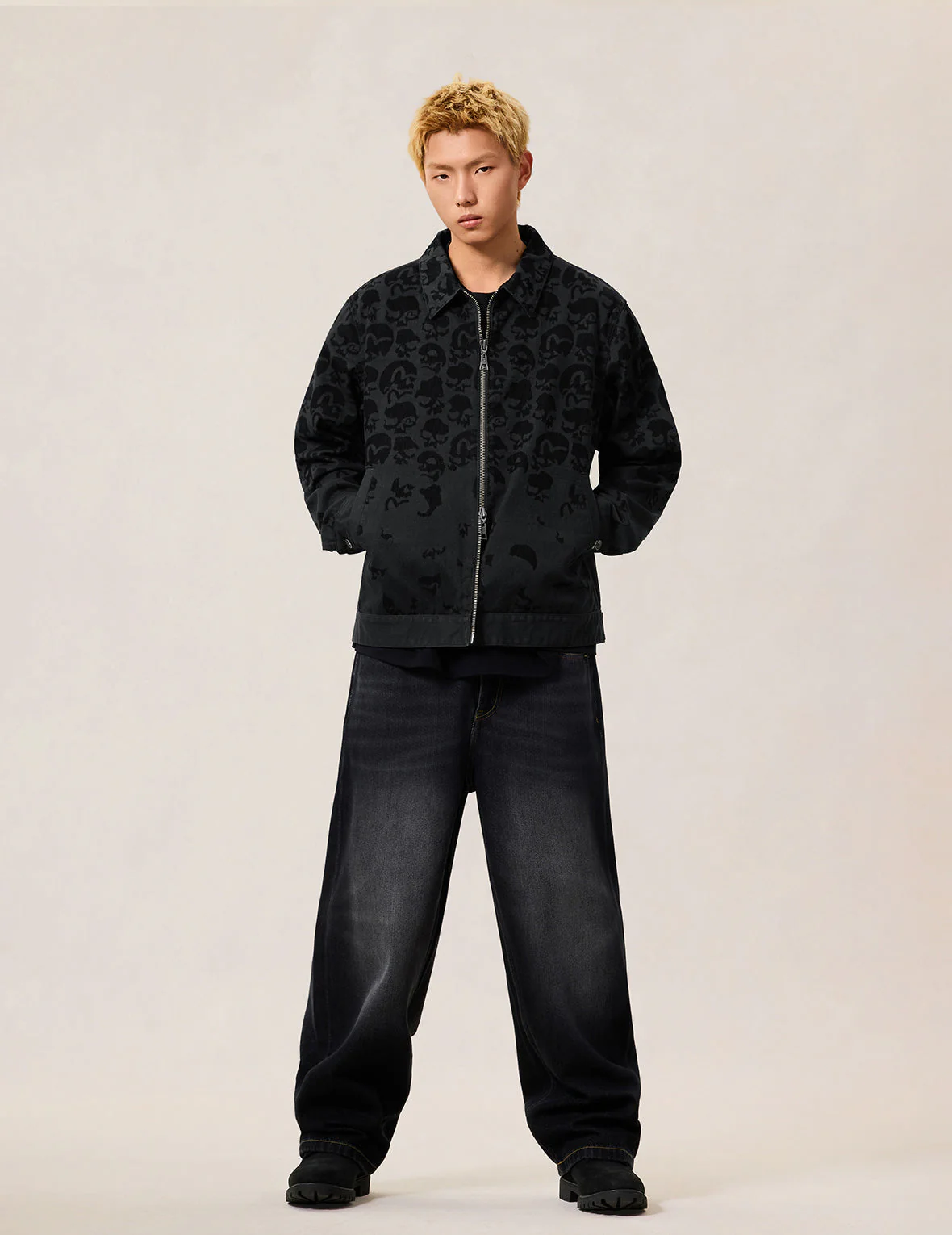 All-over Scattered Flocking Skull Jacket - Image 5