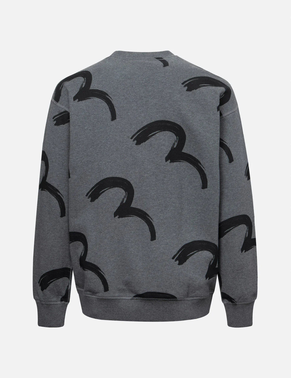 Allover Brushstroke Seagull and Logo Print Relax Fit Sweatshirt - Image 2