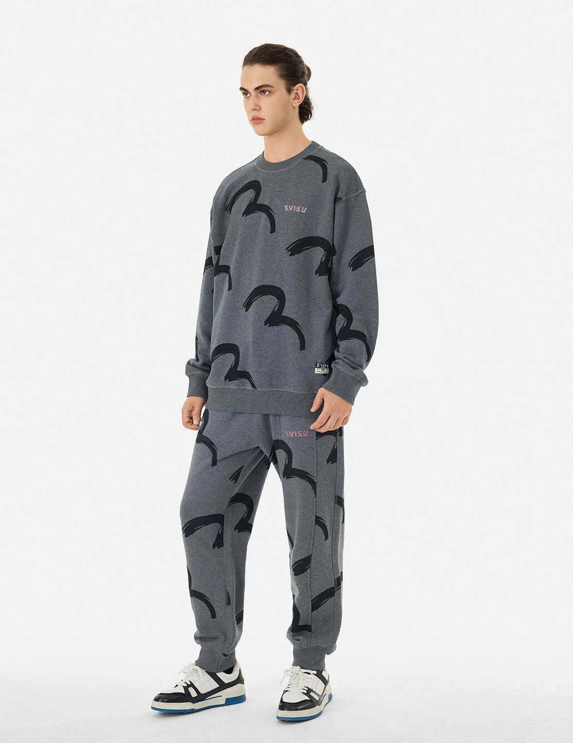 Allover Brushstroke Seagull and Logo Print Relax Fit Sweatshirt - Image 3