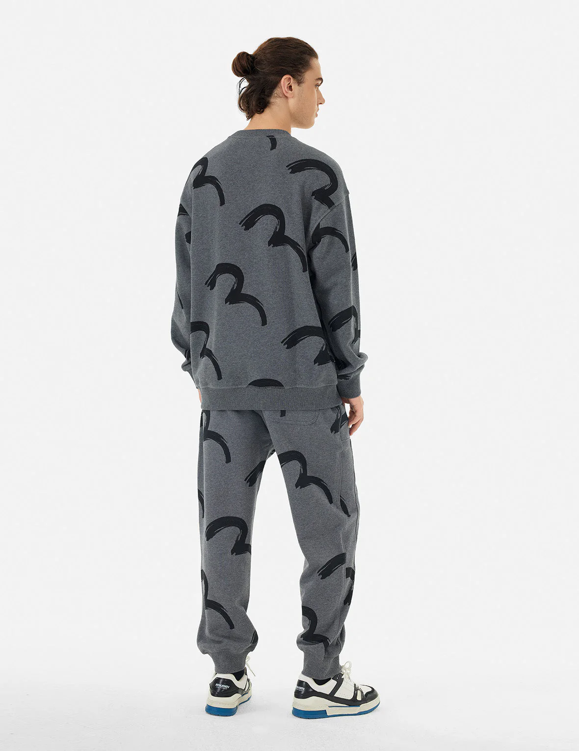 Allover Brushstroke Seagull and Logo Print Relax Fit Sweatshirt - Image 4