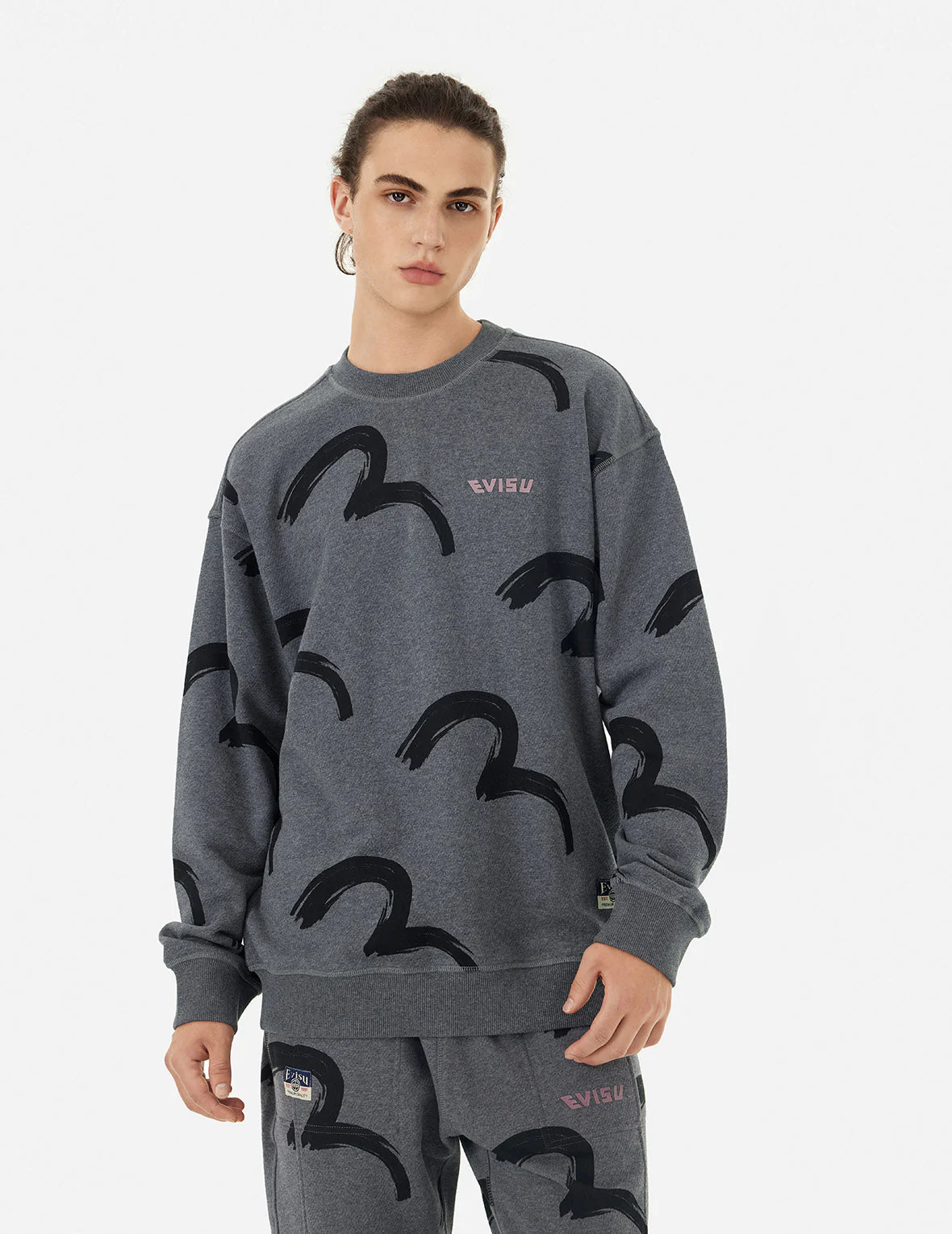 Allover Brushstroke Seagull and Logo Print Relax Fit Sweatshirt - Image 5