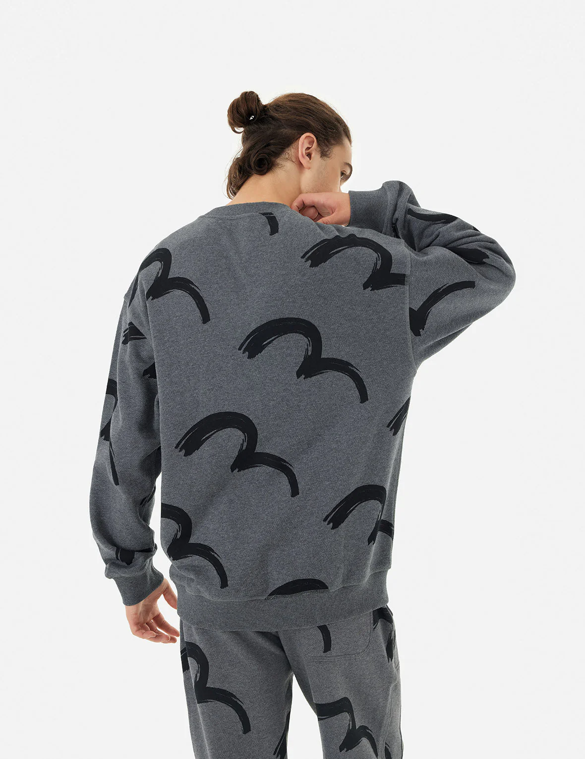 Allover Brushstroke Seagull and Logo Print Relax Fit Sweatshirt - Image 6