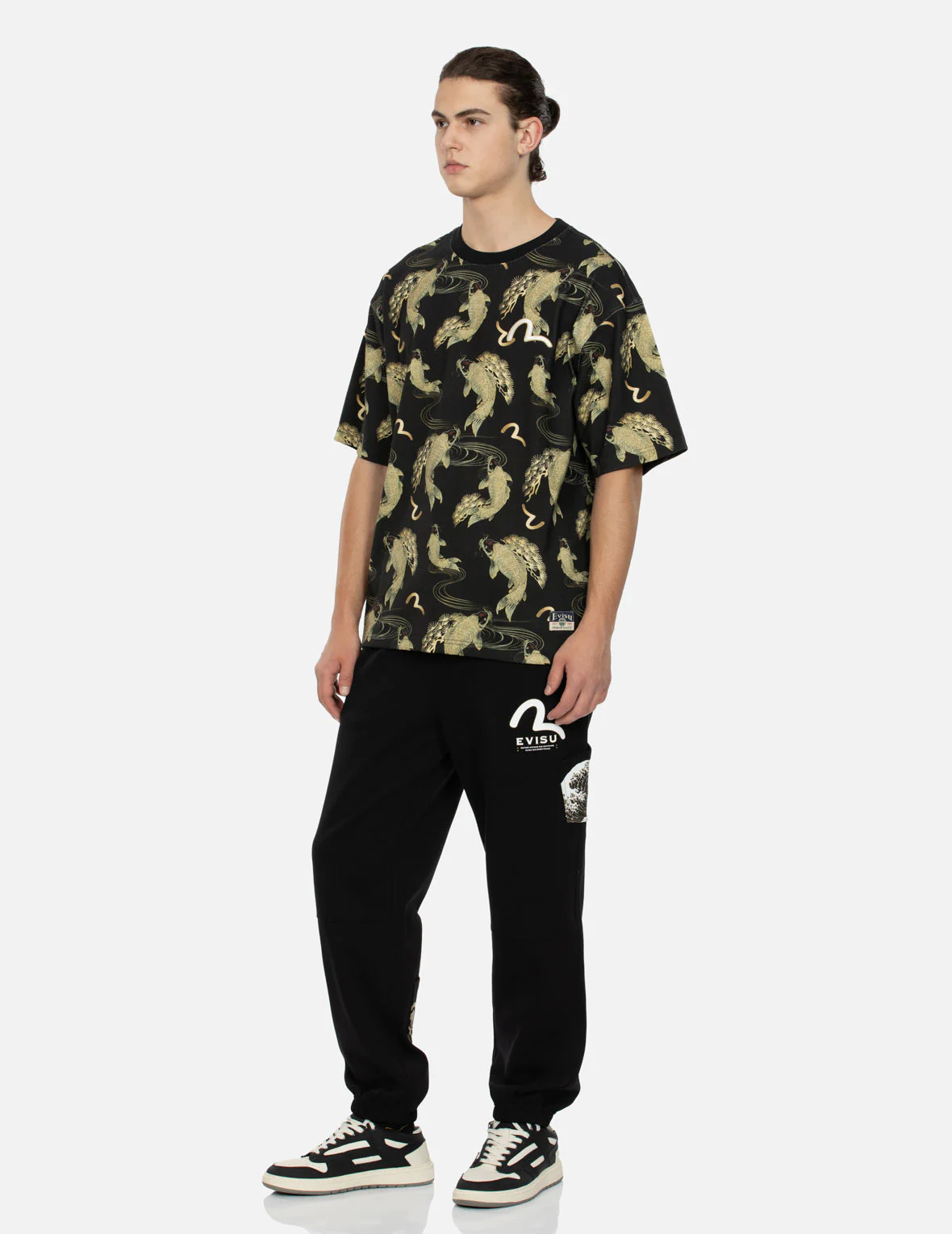 Allover Carp and Seagull Print Relax Fit T-shirt - Image 3