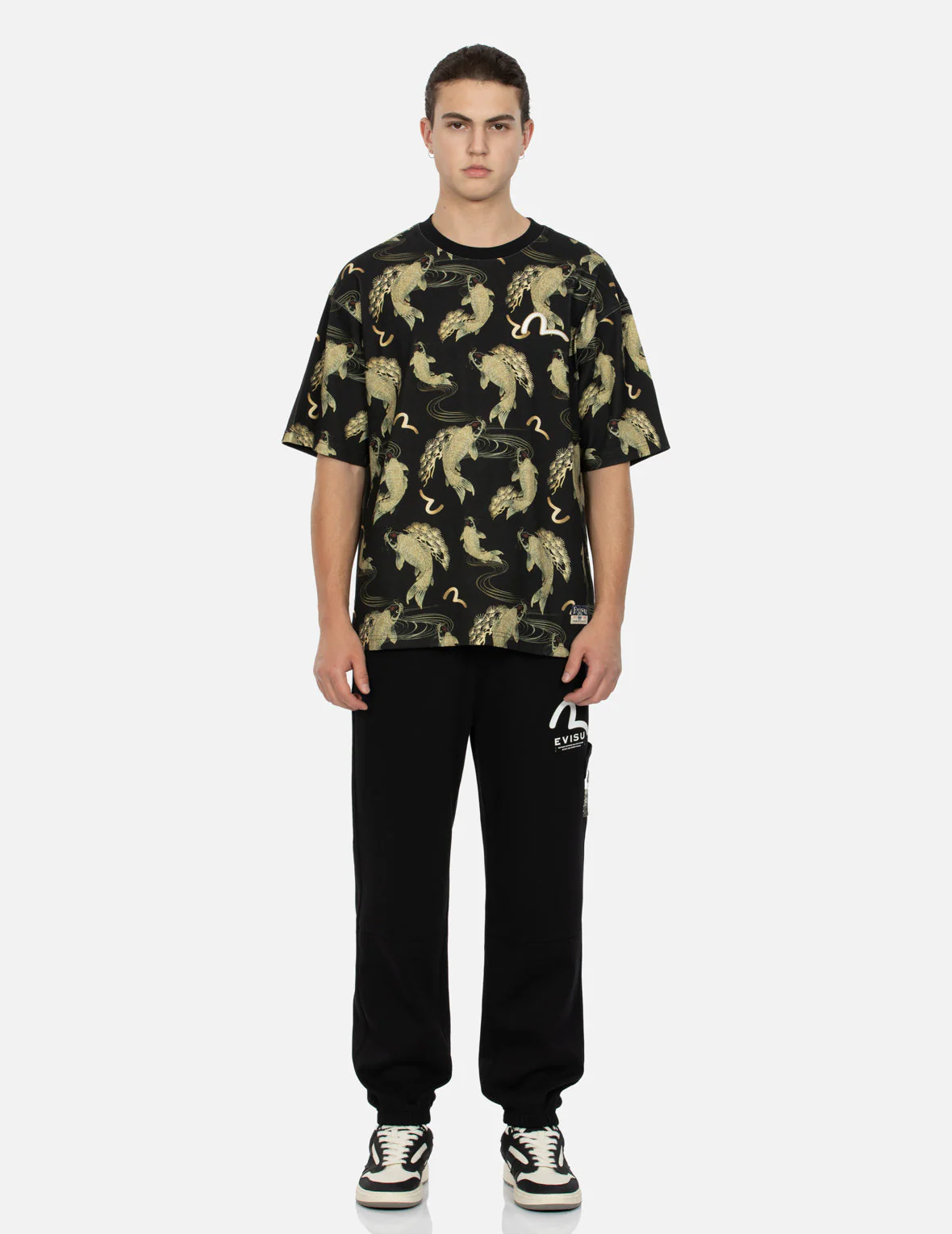 Allover Carp and Seagull Print Relax Fit T-shirt - Image 5