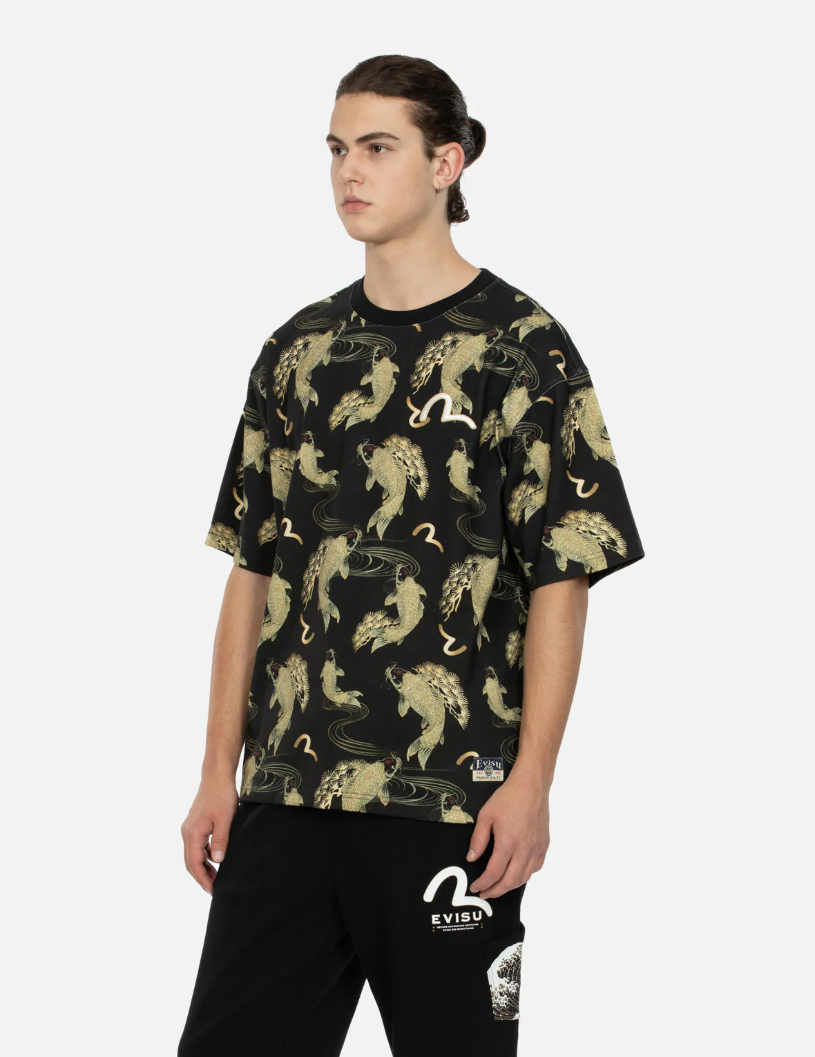 Allover Carp and Seagull Print Relax Fit T-shirt - Image 7