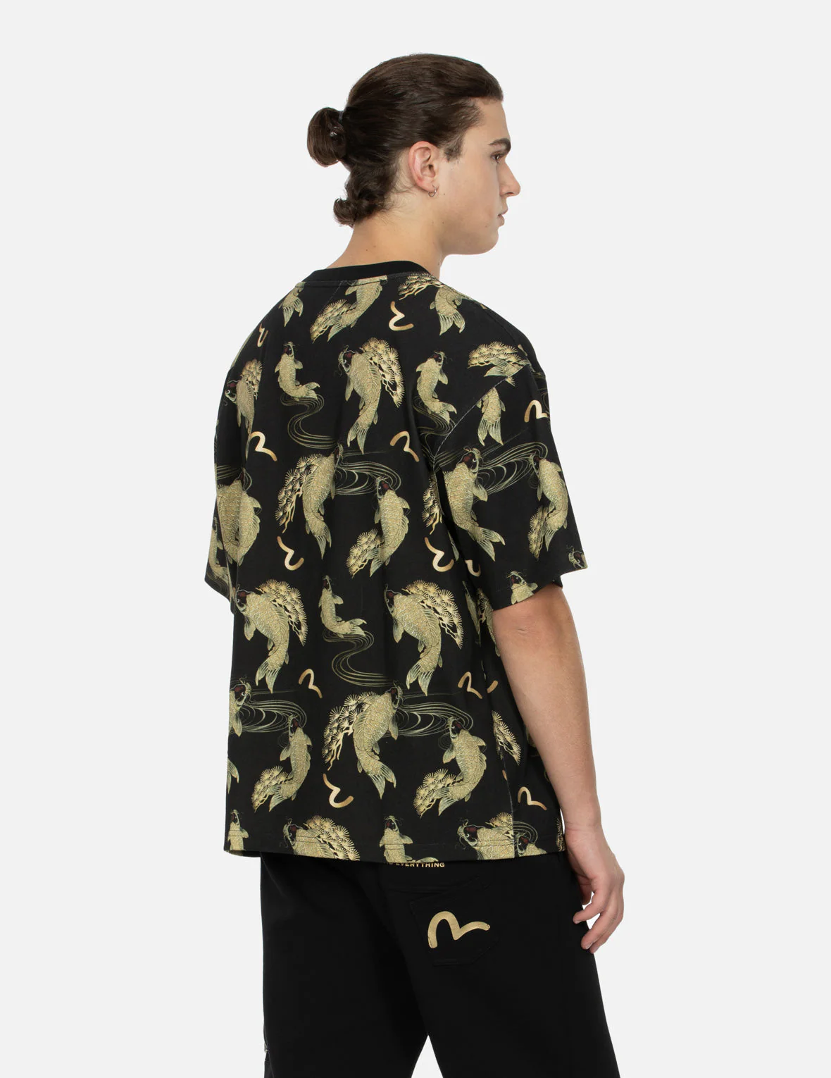 Allover Carp and Seagull Print Relax Fit T-shirt - Image 8