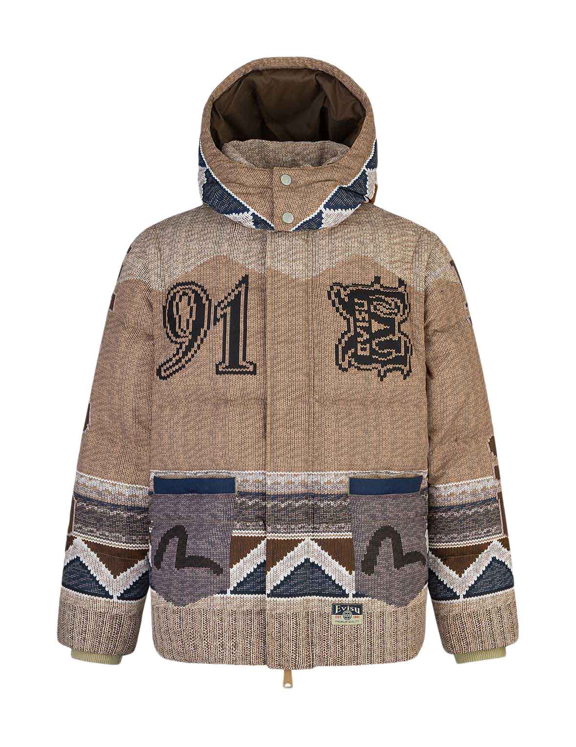 Allover Chimayo Tapestry Knit Print Regular Fit Down Jacket - Image 14