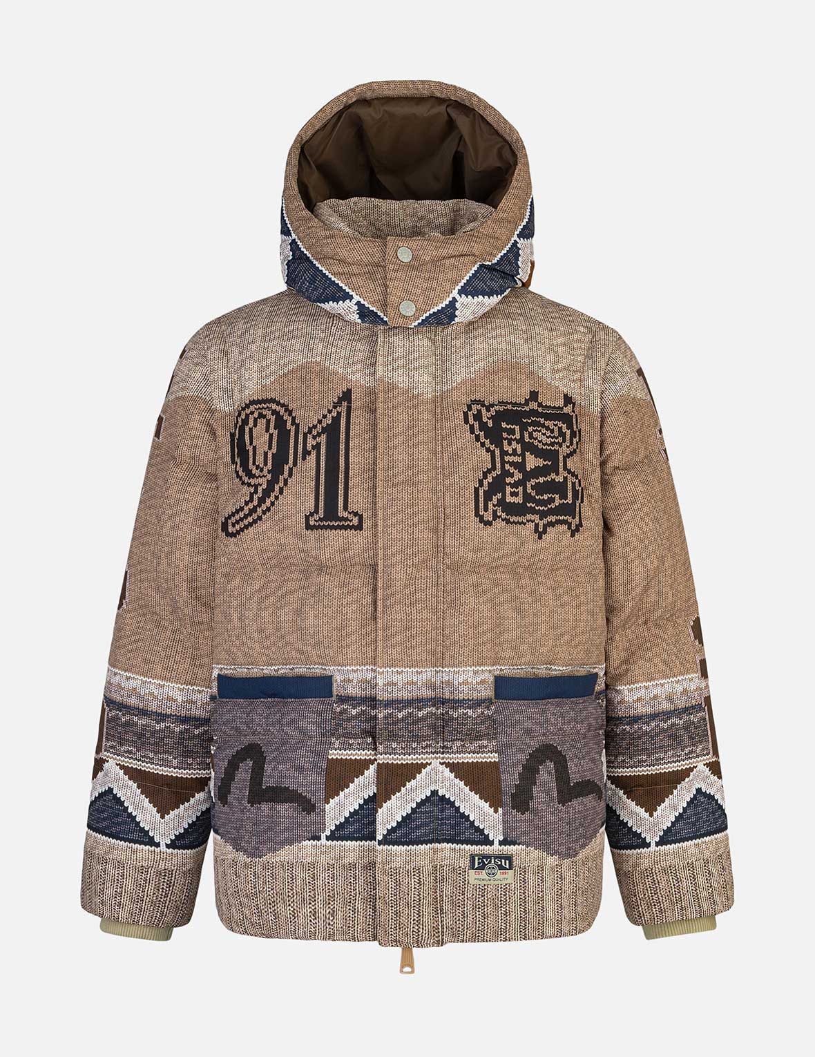 Allover Chimayo Tapestry Knit Print Regular Fit Down Jacket - Image 15
