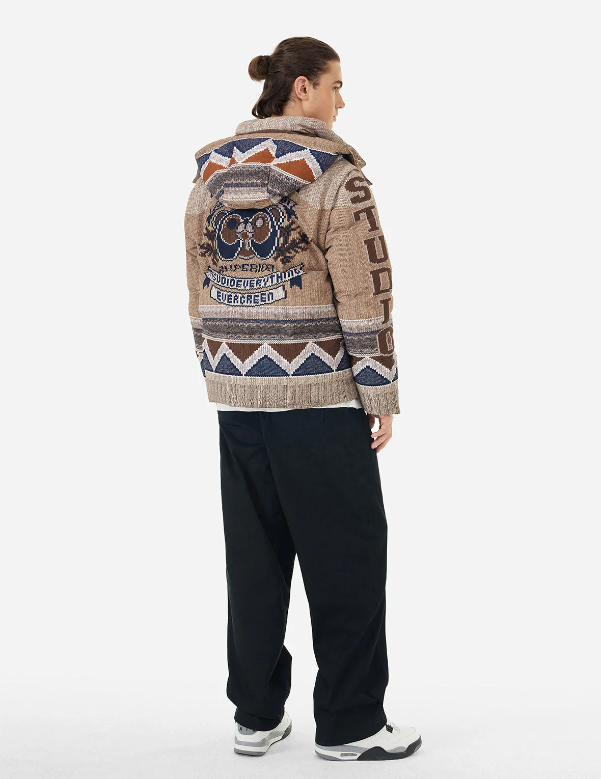 Allover Chimayo Tapestry Knit Print Regular Fit Down Jacket - Image 3