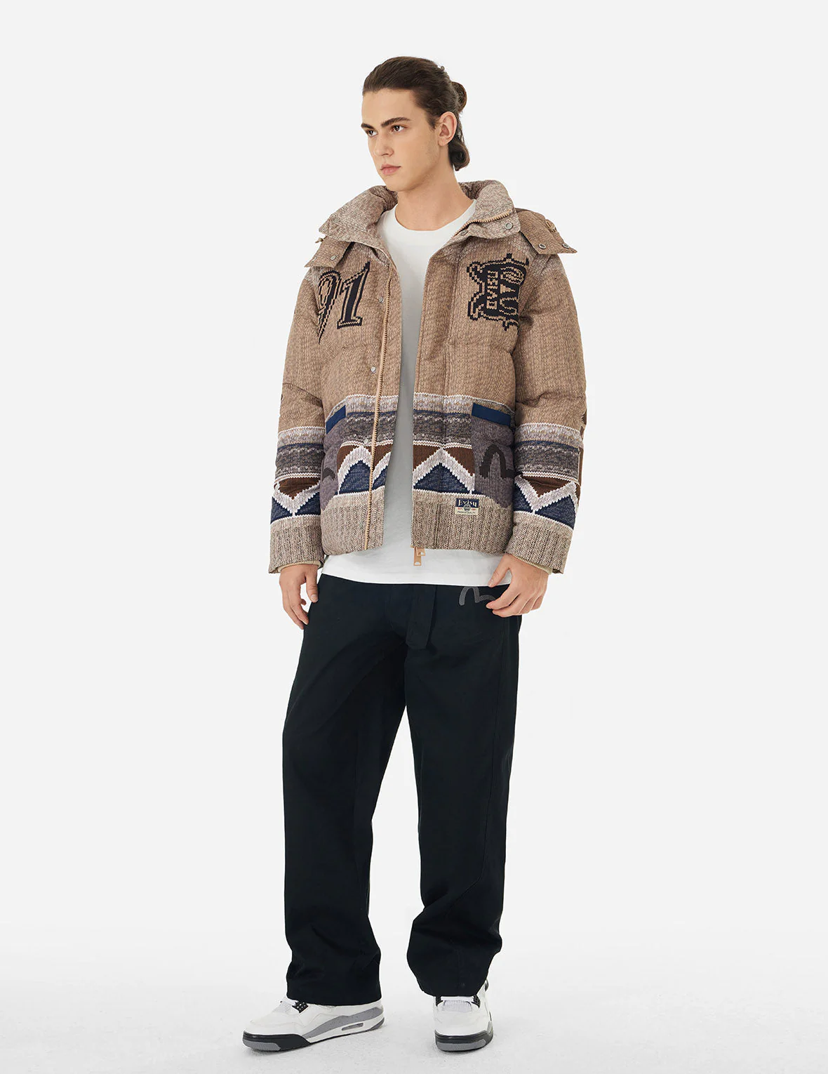 Allover Chimayo Tapestry Knit Print Regular Fit Down Jacket - Image 4