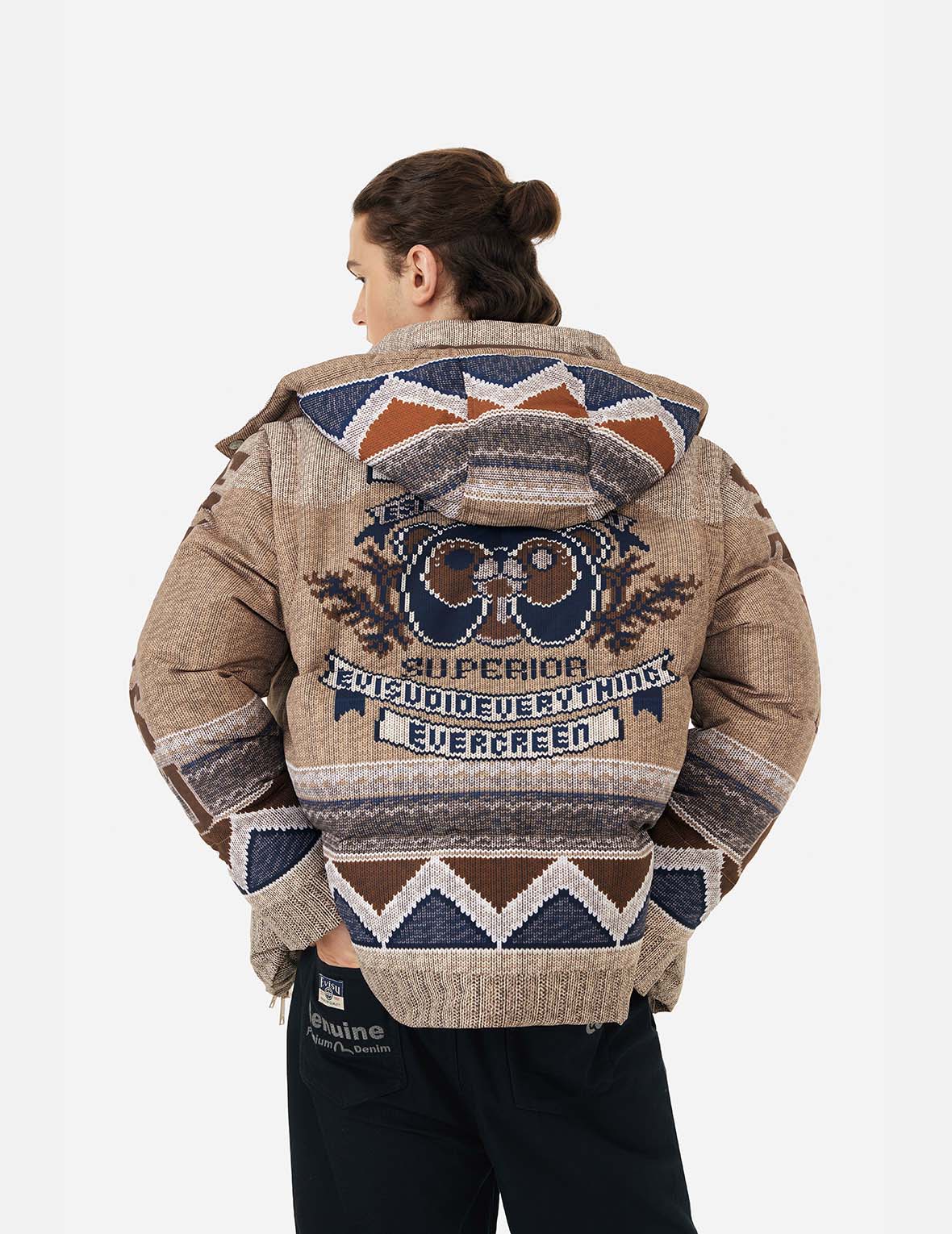 Allover Chimayo Tapestry Knit Print Regular Fit Down Jacket - Image 5