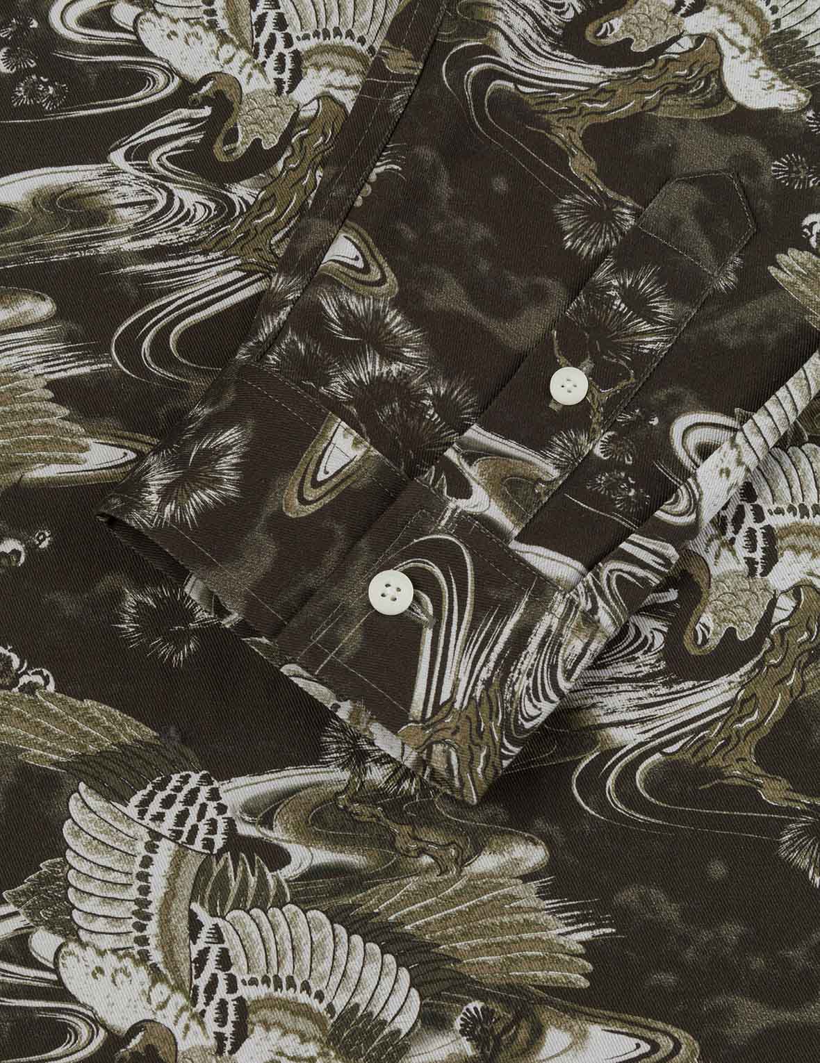 Allover Crane Print Relax Fit Shirt - Image 10