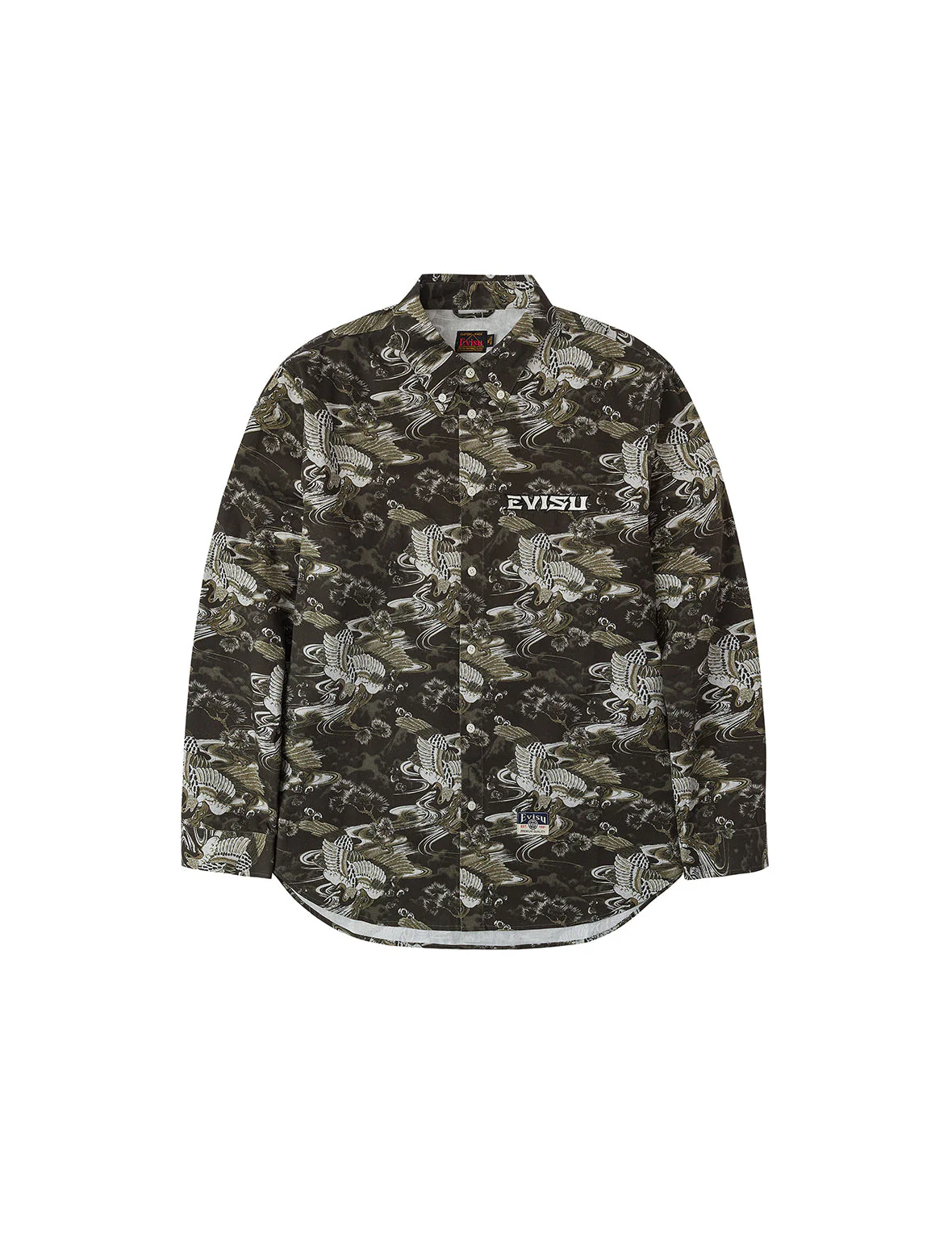 Allover Crane Print Relax Fit Shirt - Image 12