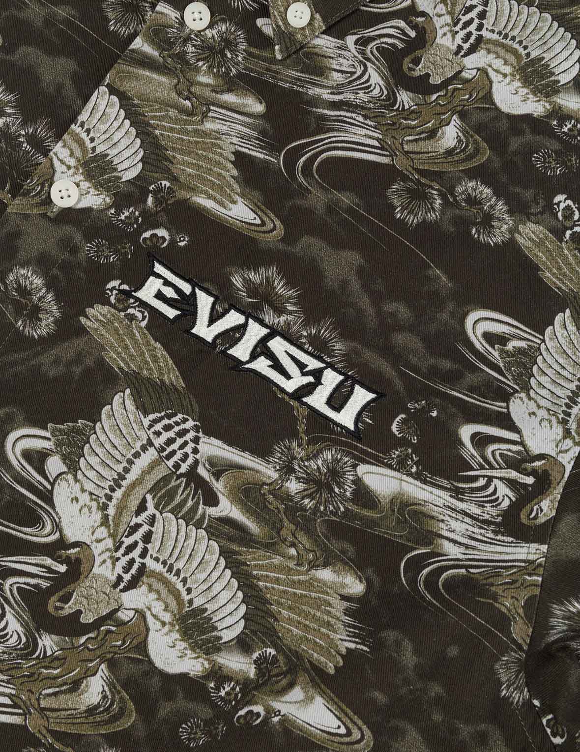 Allover Crane Print Relax Fit Shirt - Image 5