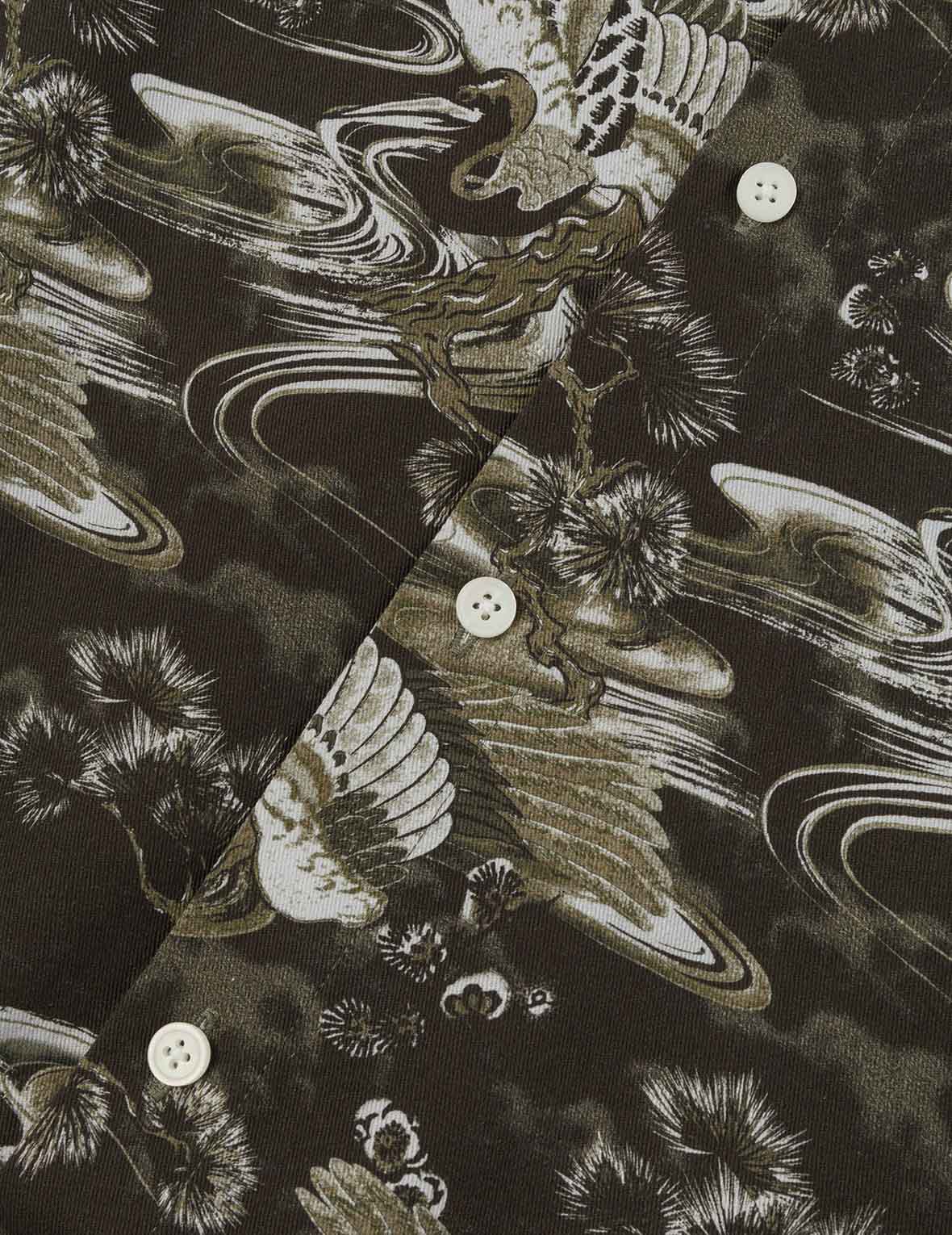 Allover Crane Print Relax Fit Shirt - Image 8