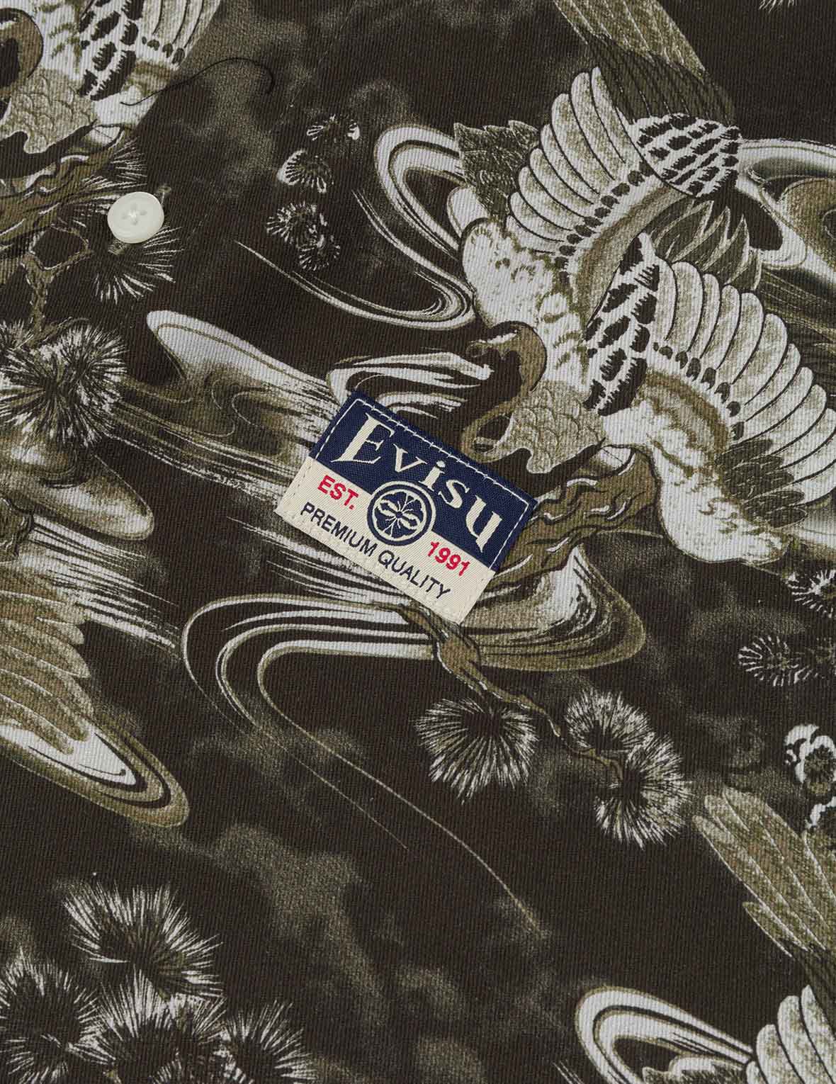 Allover Crane Print Relax Fit Shirt - Image 9