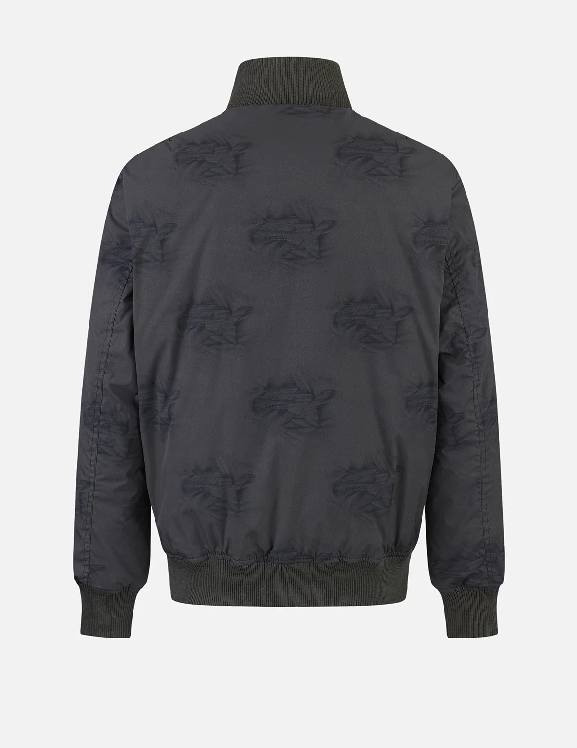 Allover Crinkle Logo Print Regular Fit Padded Bomber Jacket - Image 2