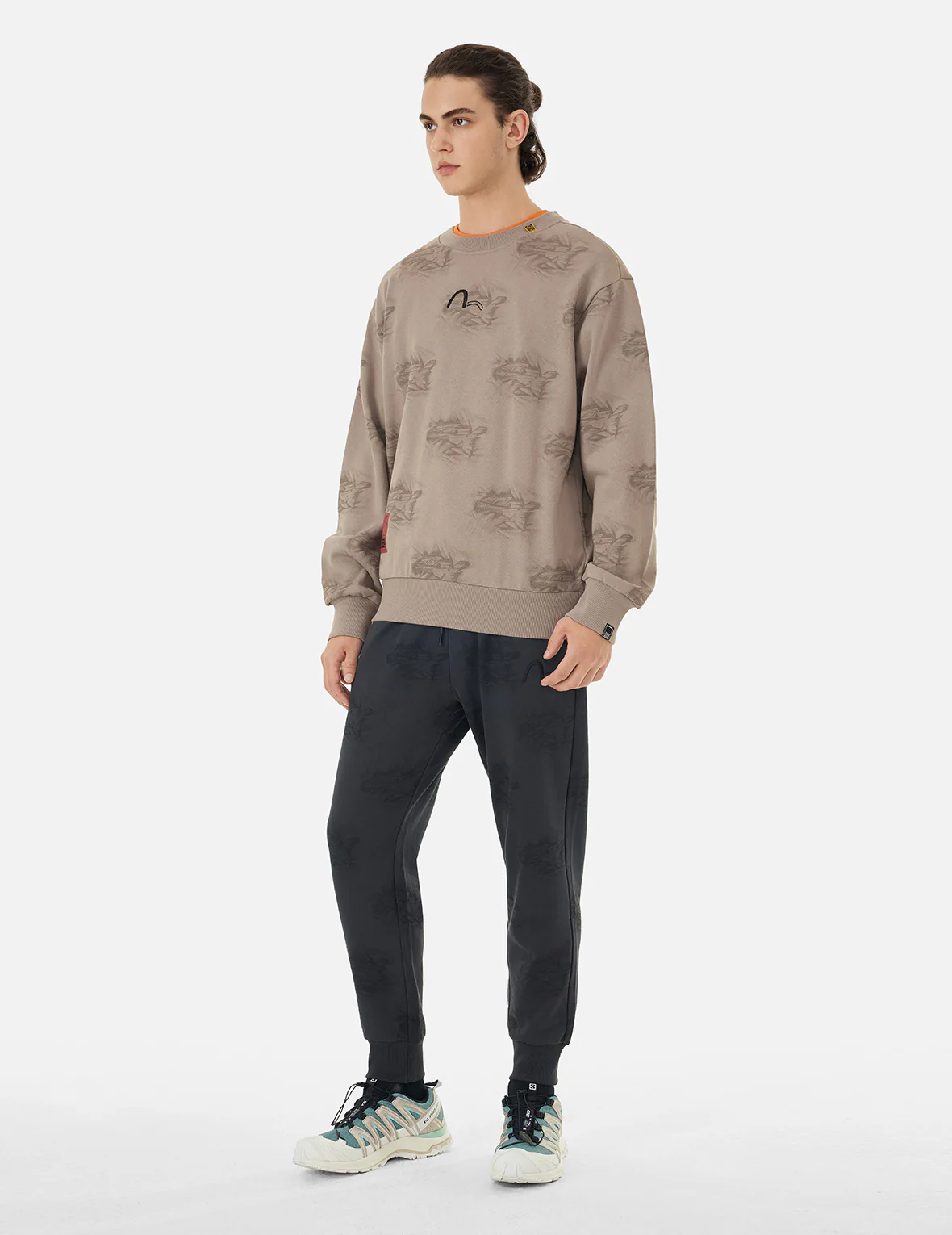 Allover Crinkle Logo Print Regular Fit Sweatshirt - Image 15