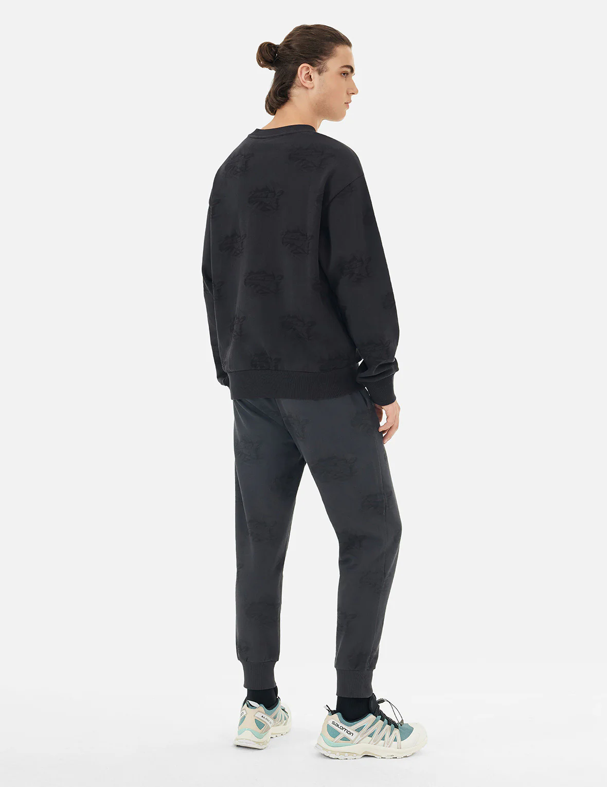 Allover Crinkle Logo Print Regular Fit Sweatshirt - Image 4