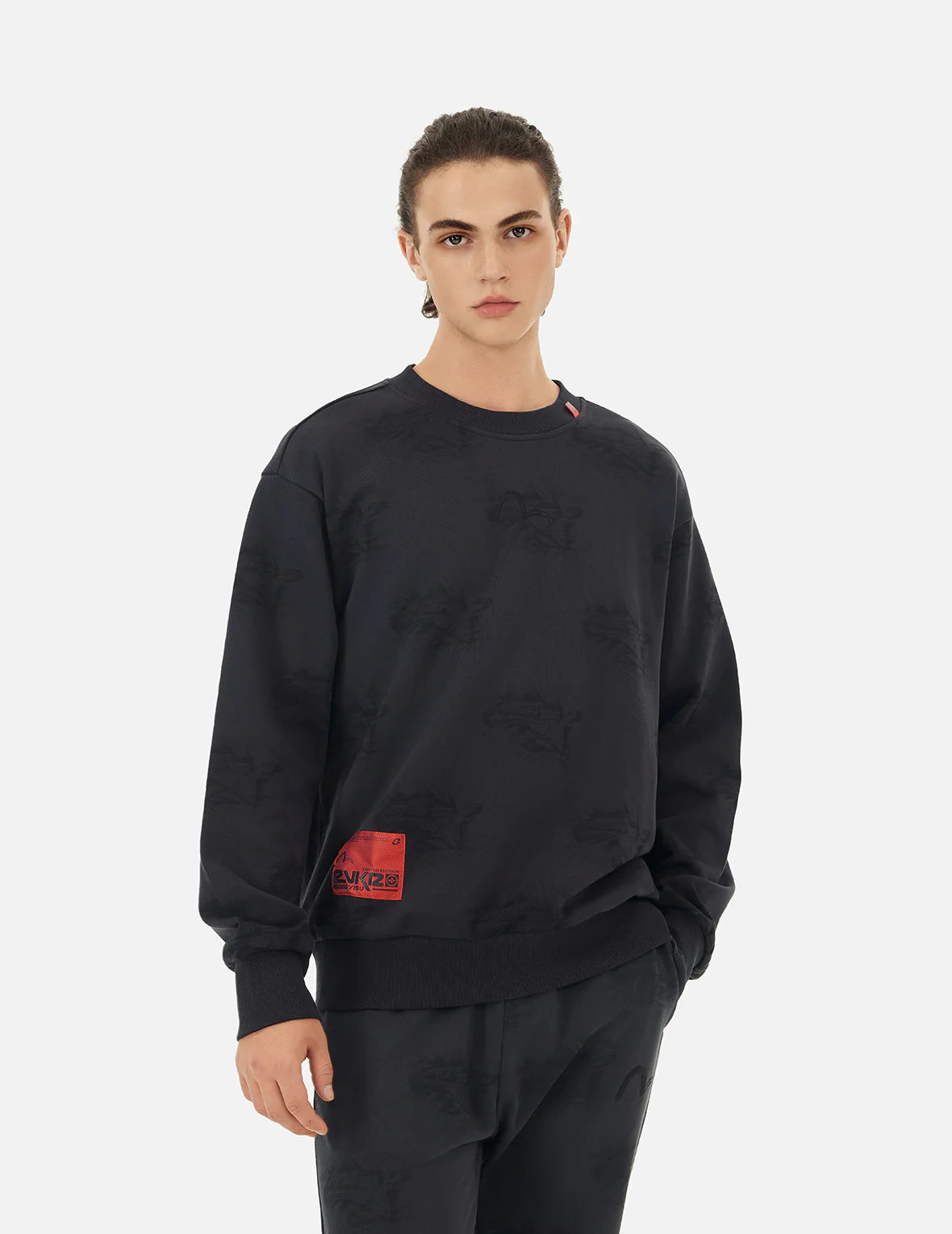 Allover Crinkle Logo Print Regular Fit Sweatshirt - Image 6