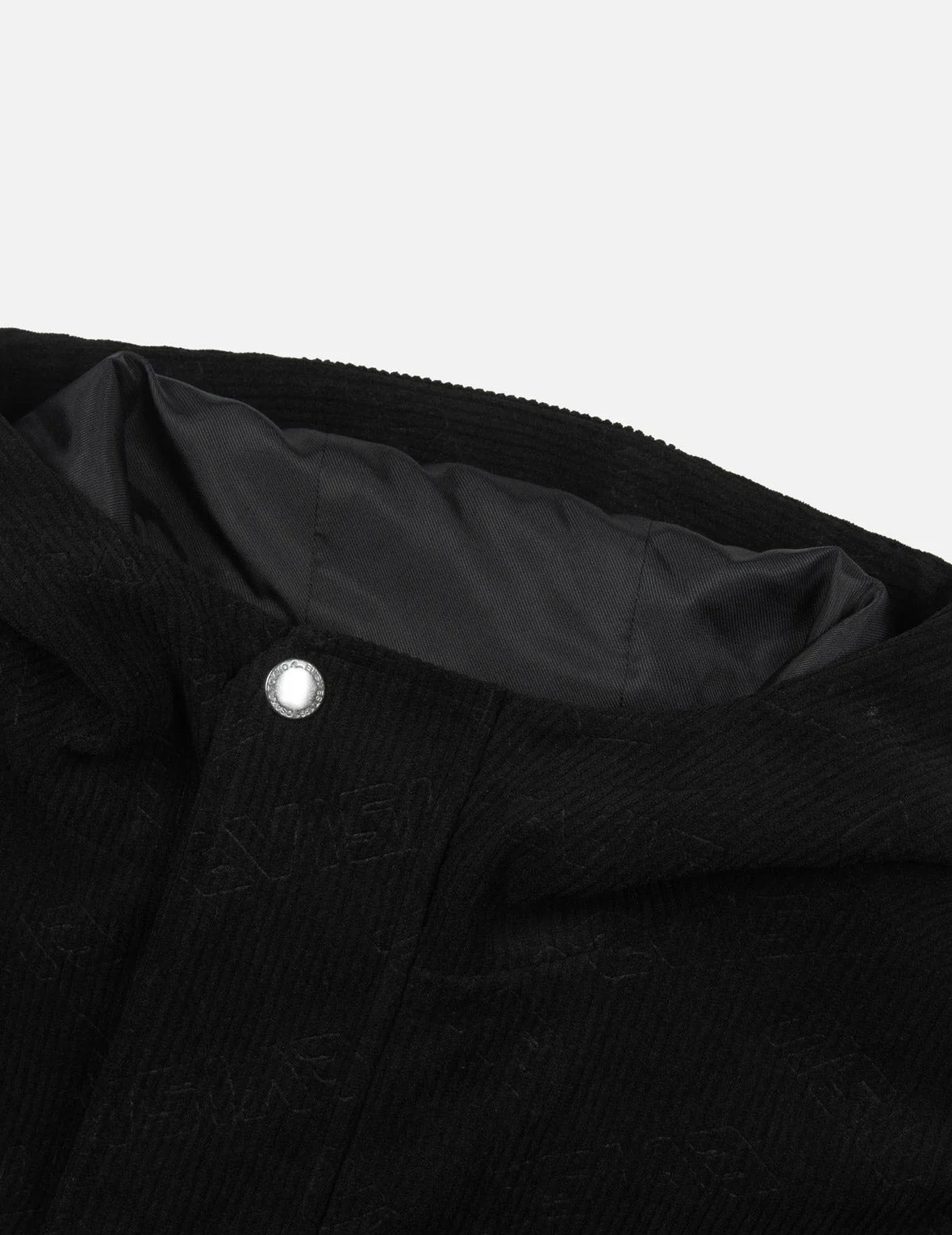 Allover Deboss Logo and Seagull Embroidery Loose Fit Hooded Corduroy Jacket - Image 3