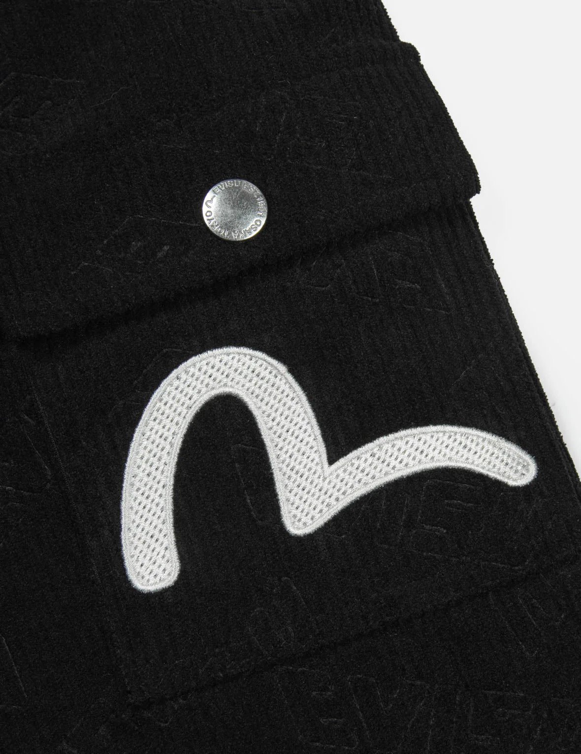 Allover Deboss Logo and Seagull Embroidery Loose Fit Hooded Corduroy Jacket - Image 4