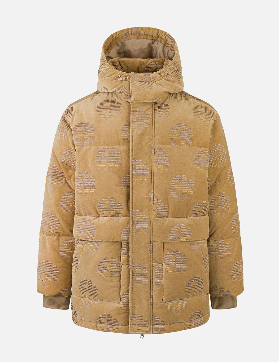 Allover EK Logo Velvet Relax Fit Down Jacket