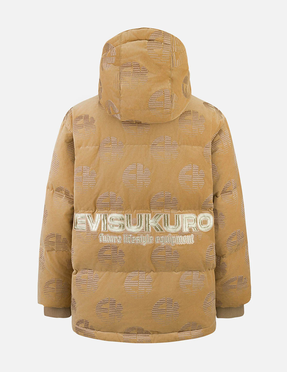 Allover EK Logo Velvet Relax Fit Down Jacket - Image 2