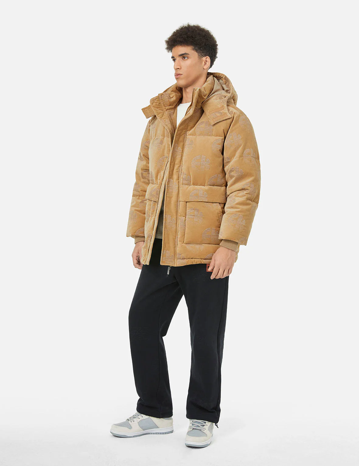 Allover EK Logo Velvet Relax Fit Down Jacket - Image 4