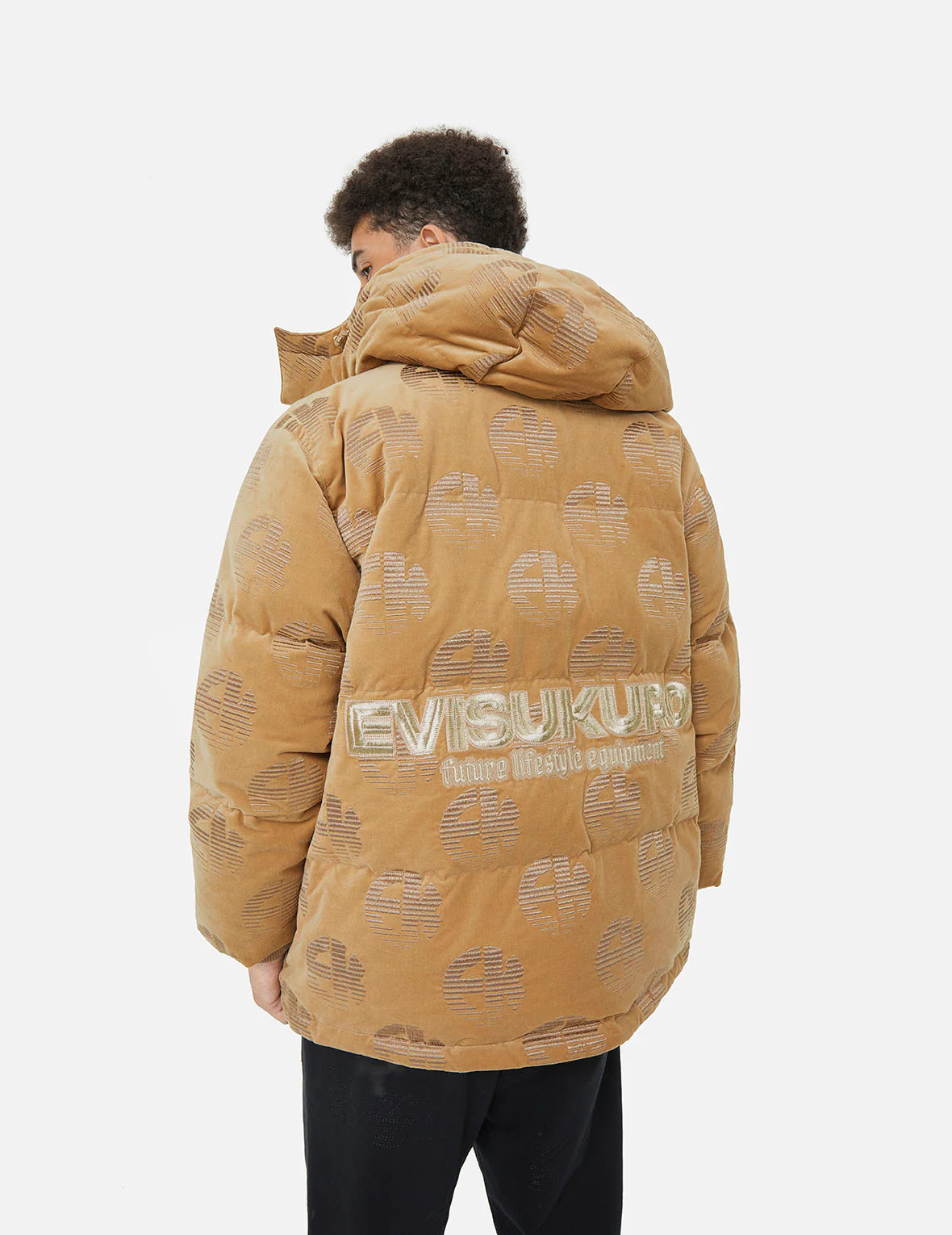 Allover EK Logo Velvet Relax Fit Down Jacket - Image 5