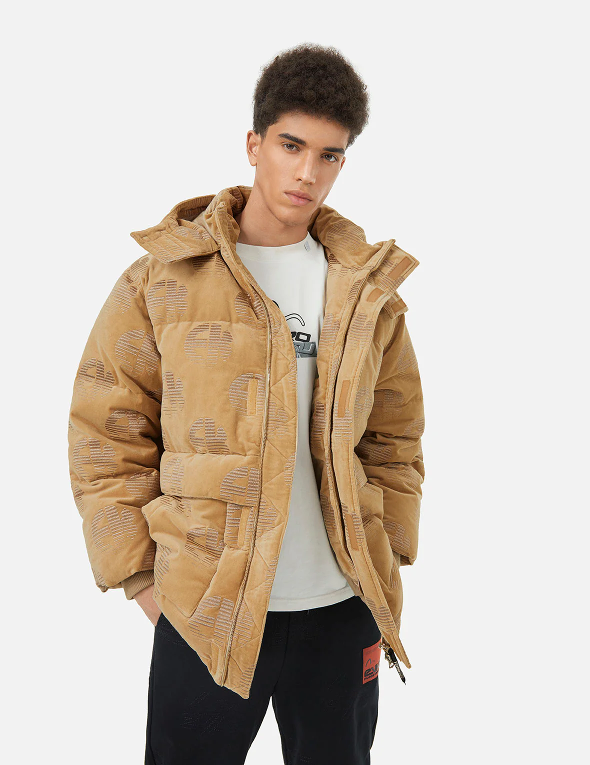Allover EK Logo Velvet Relax Fit Down Jacket - Image 6