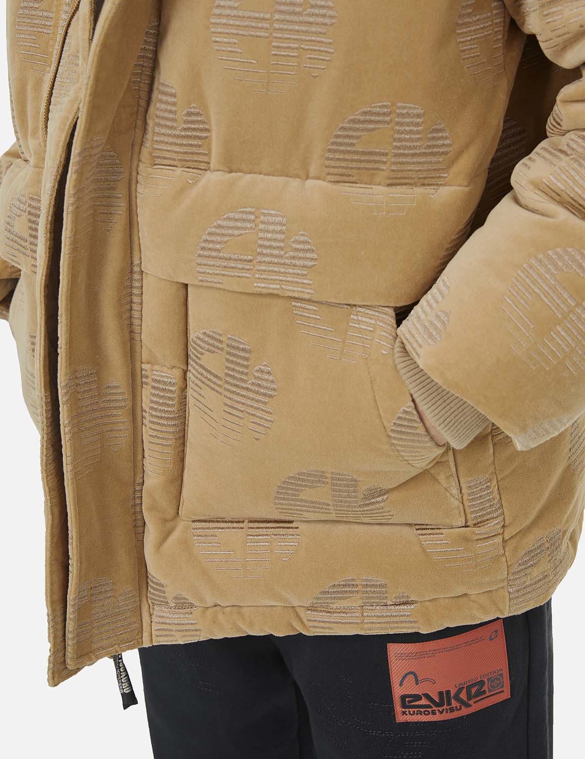 Allover EK Logo Velvet Relax Fit Down Jacket - Image 8