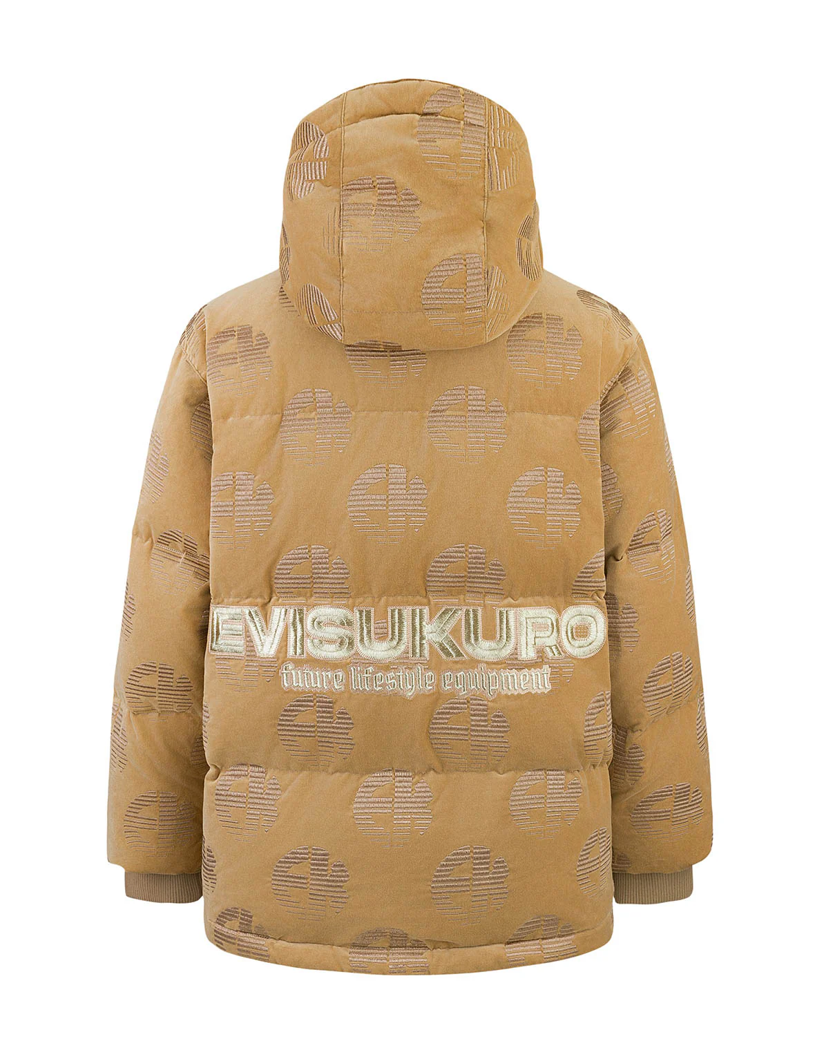 Allover EK Logo Velvet Relax Fit Down Jacket - Image 9