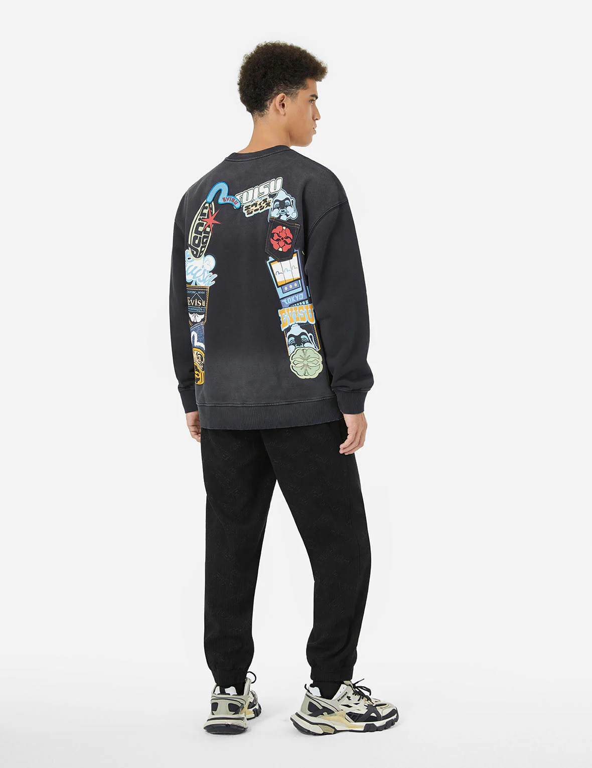Allover Evisu Deboss Print and Seagull Embroidery Relax Fit Woven Joggers - Image 4