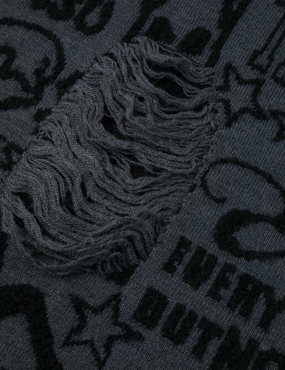 Allover EVISU Jacquard Fashion Fit Distressed Knitted Skirt - Image 7