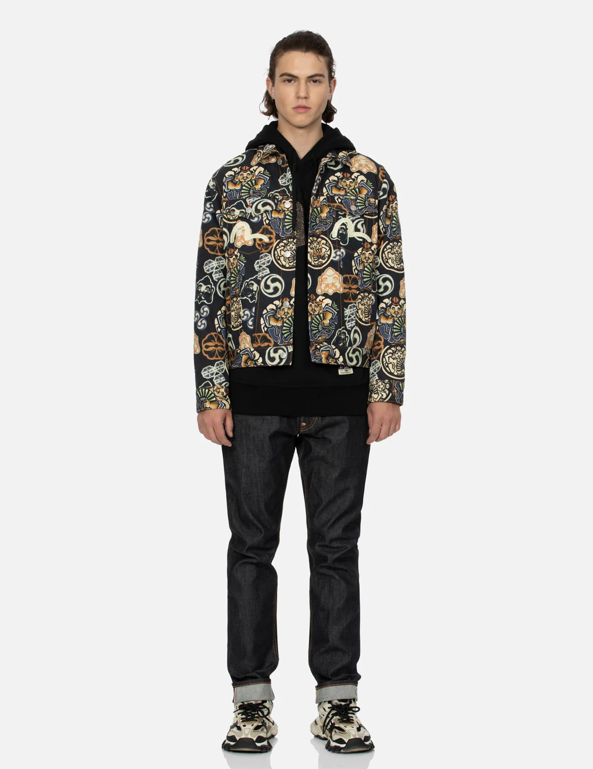 Allover Godhead and Kamon Print Regular Fit Jacket - Image 5