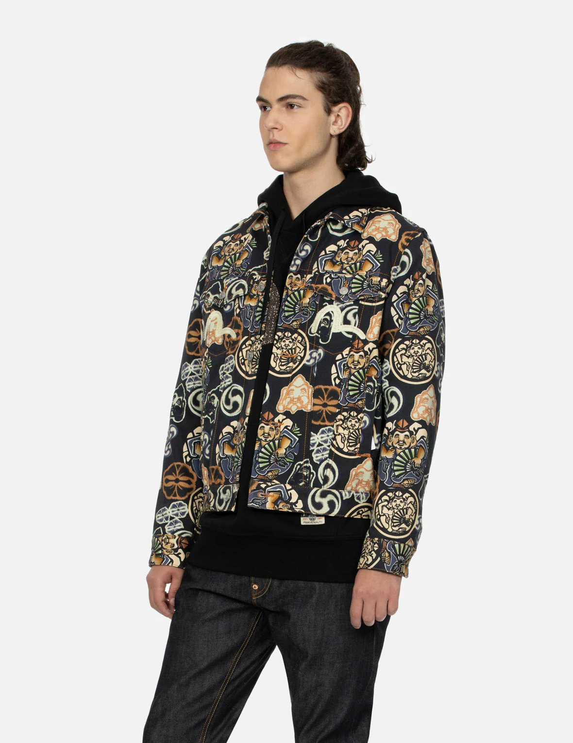 Allover Godhead and Kamon Print Regular Fit Jacket - Image 7