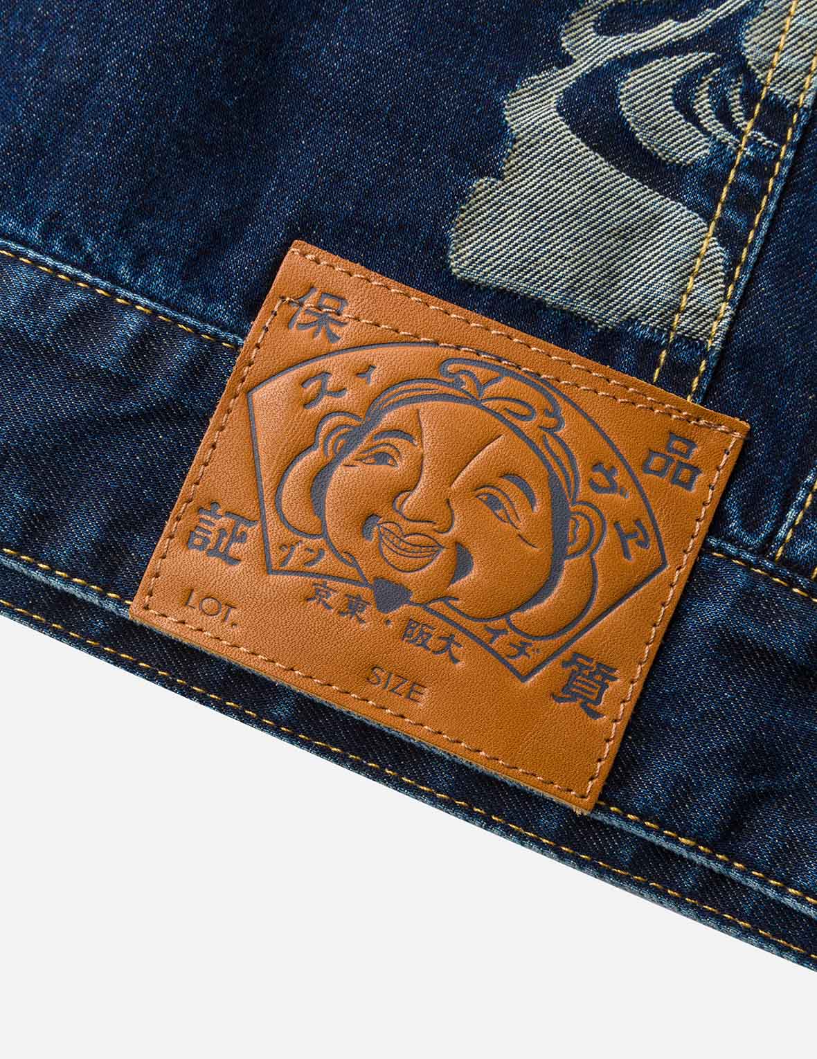 Allover Godhead Jacquard and Seagull Embroidery Loose Fit Deconstructive Denim Jacket - Image 10