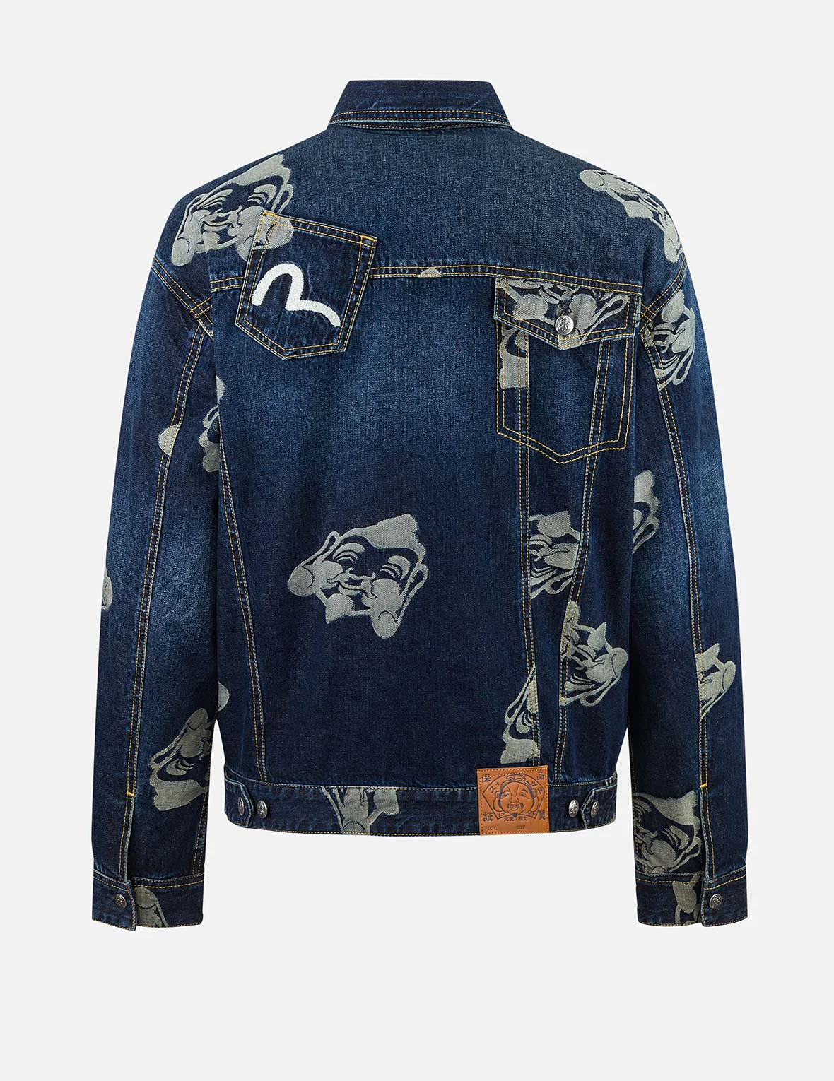 Allover Godhead Jacquard and Seagull Embroidery Loose Fit Deconstructive Denim Jacket - Image 2