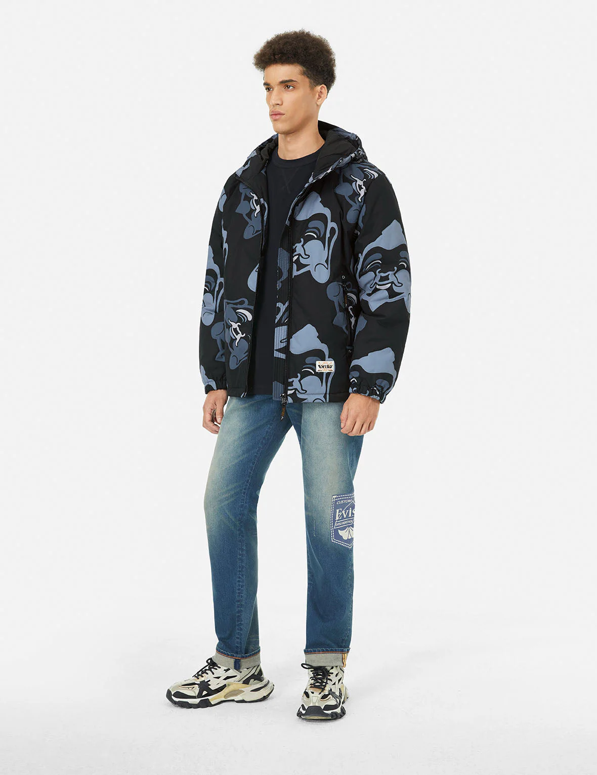 Allover Godhead Print Loose Fit Quilting Jacket - Image 3