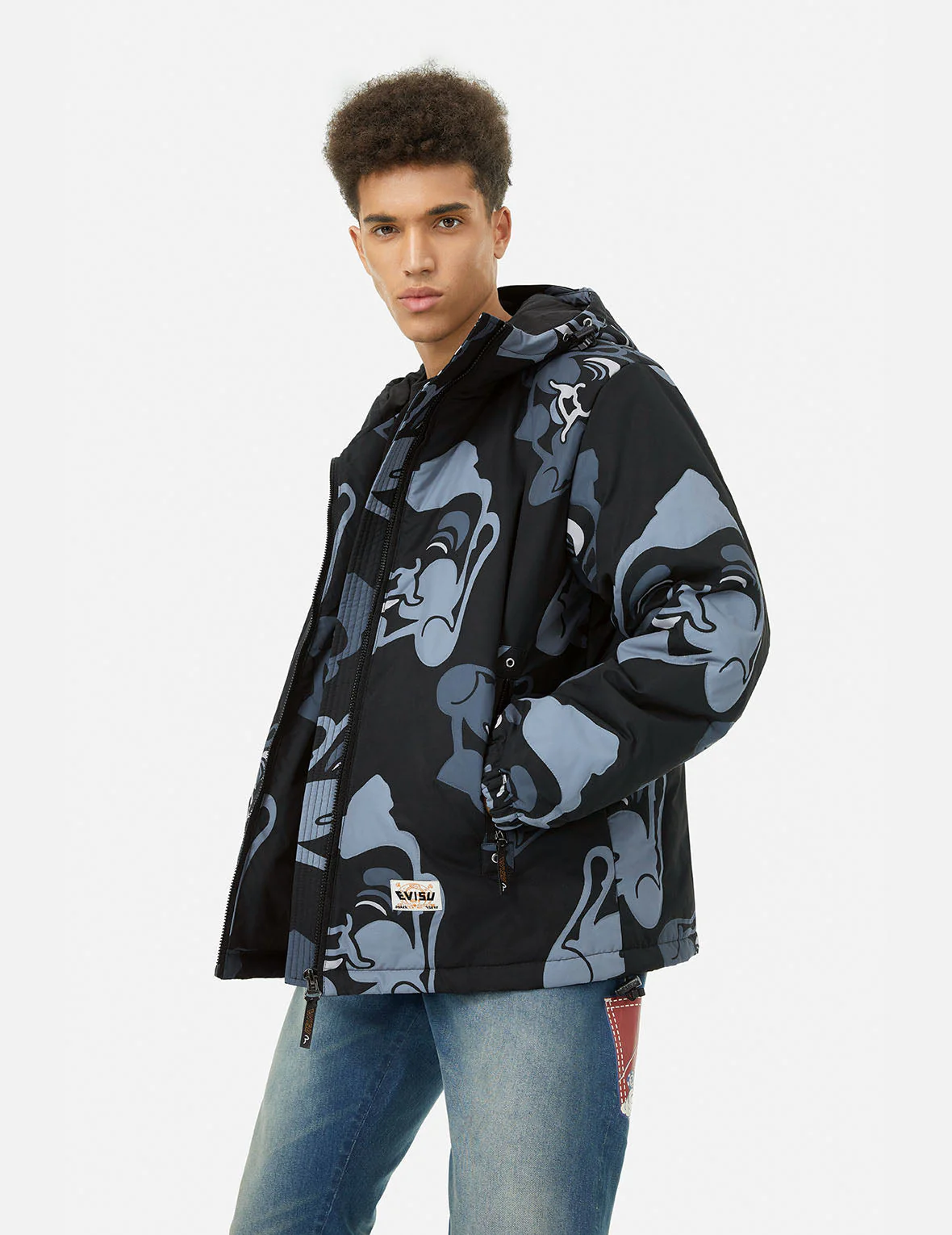 Allover Godhead Print Loose Fit Quilting Jacket - Image 5