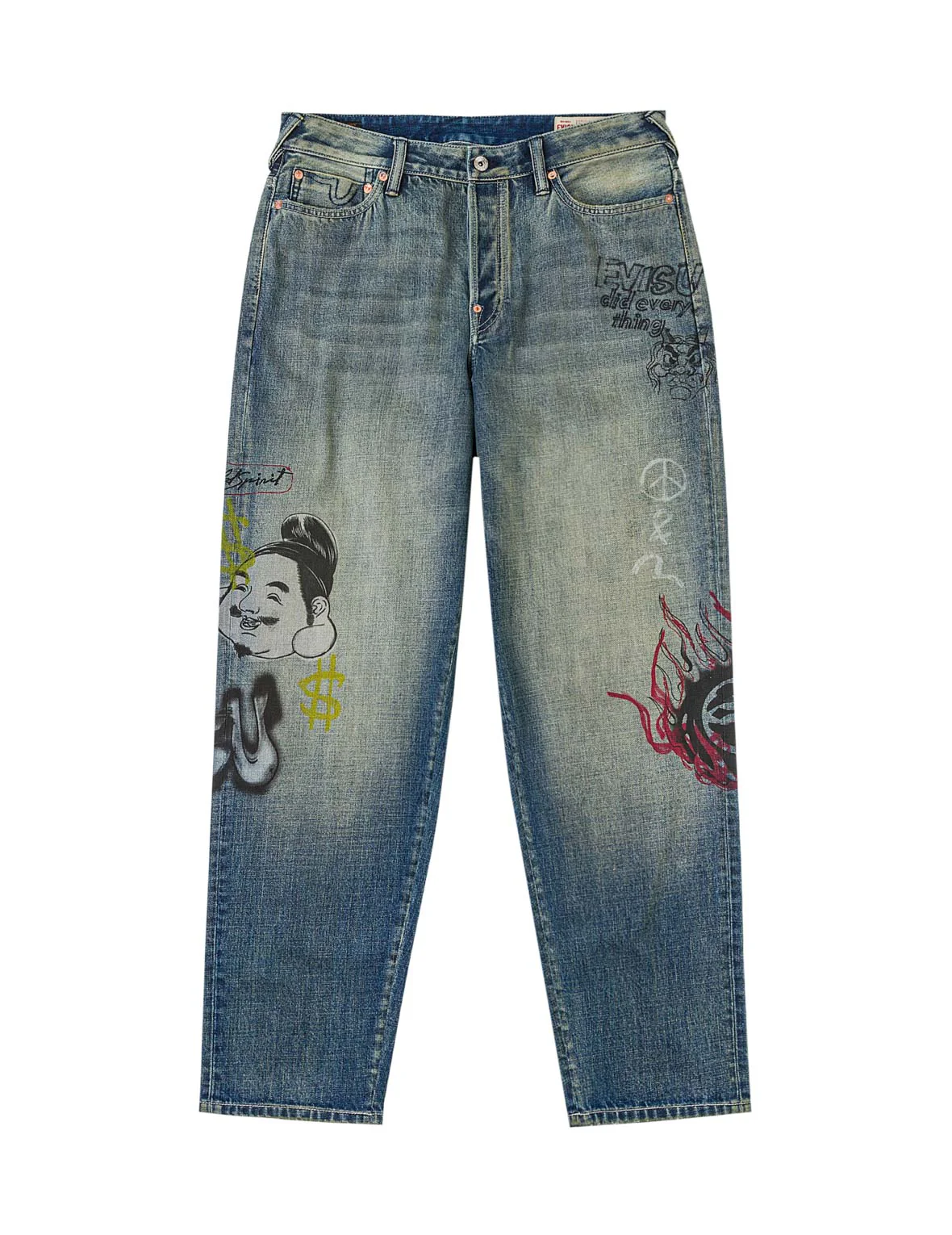 Allover Graffiti Printed Denim Jeans #2030 - Image 2